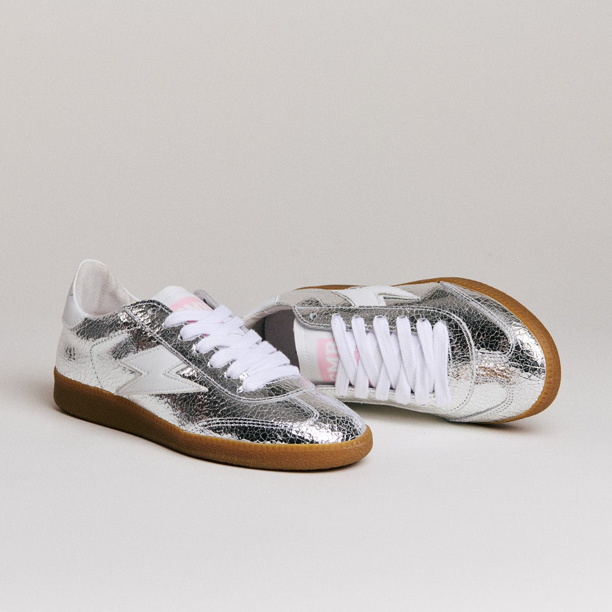 SMR Emily D328 baskets cuir argent crack