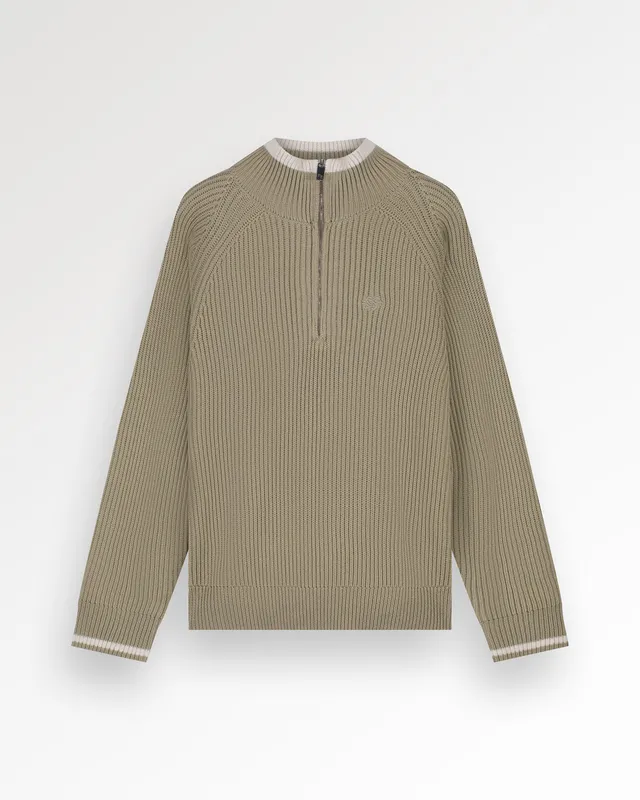 Filling Pieces Knit Quarter Zip pull latte maille