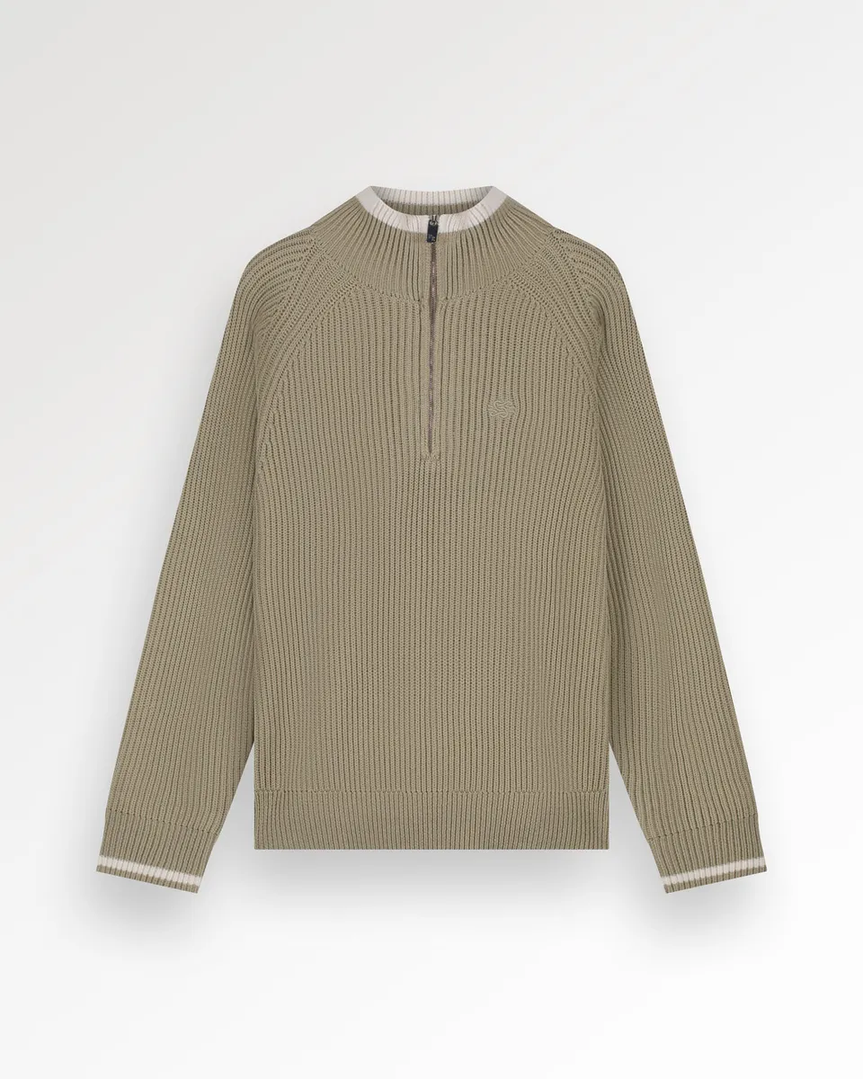 Filling Pieces Knit Quarter Zip pull latte maille