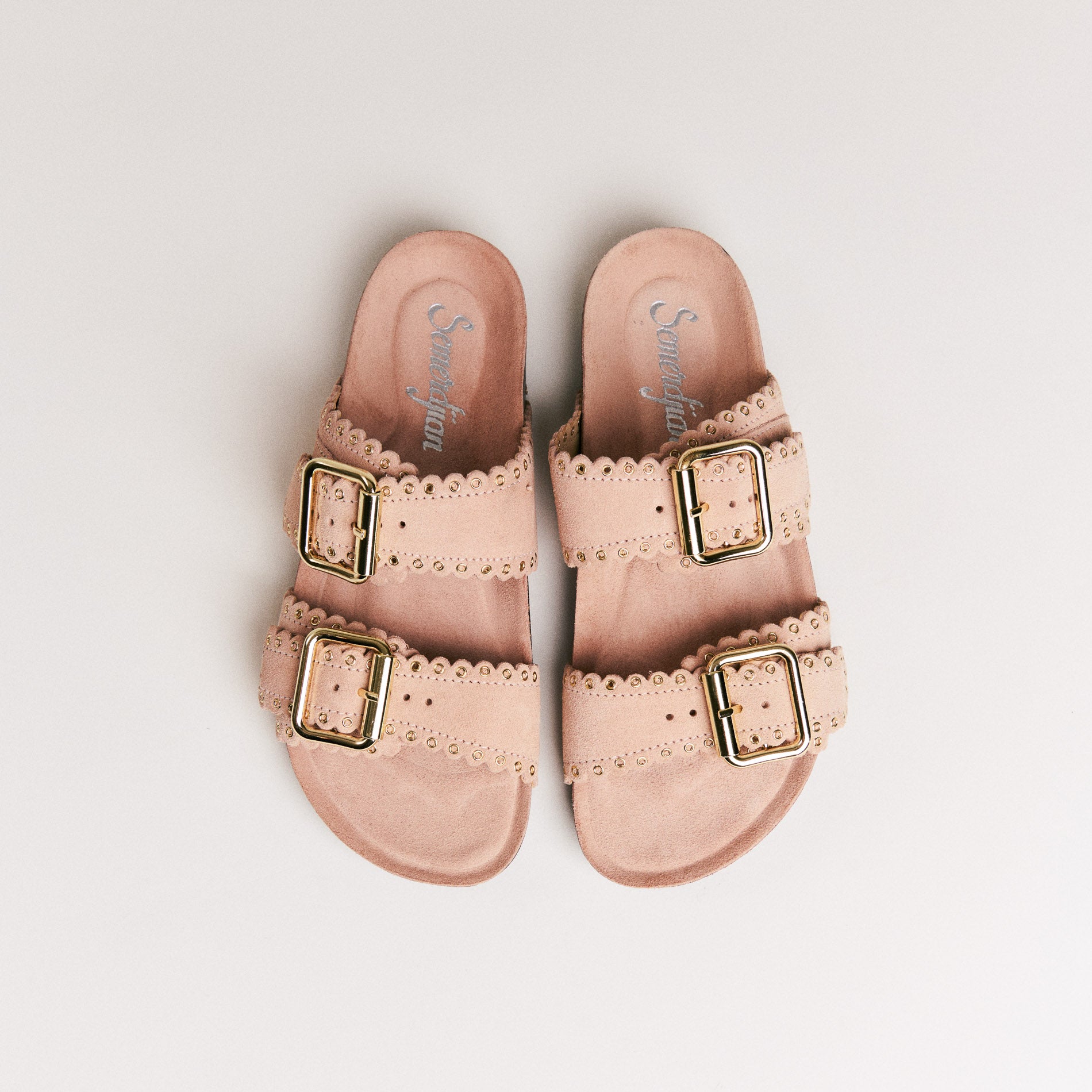 Semerdjian Arianna mules rose nude cuir liège