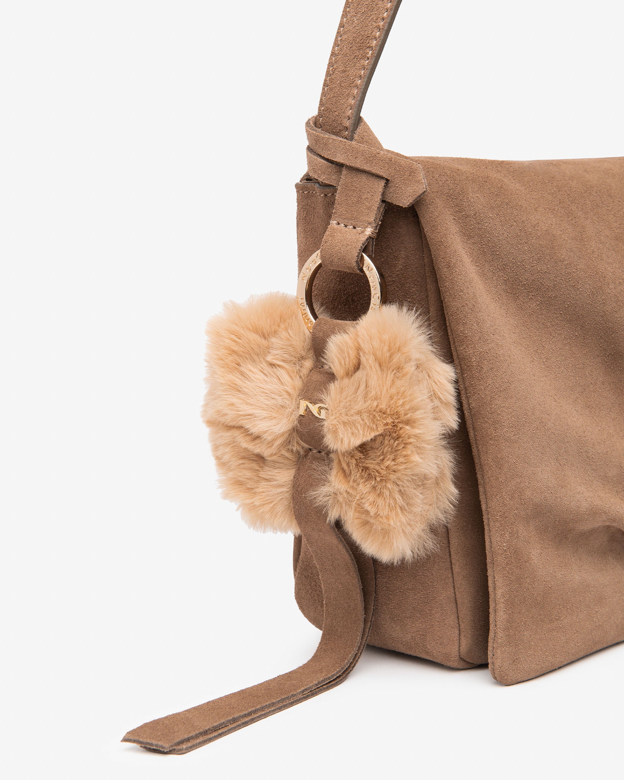 NeroGiardini Sac Épaule Femme Daim Doré Fermeture Zippée