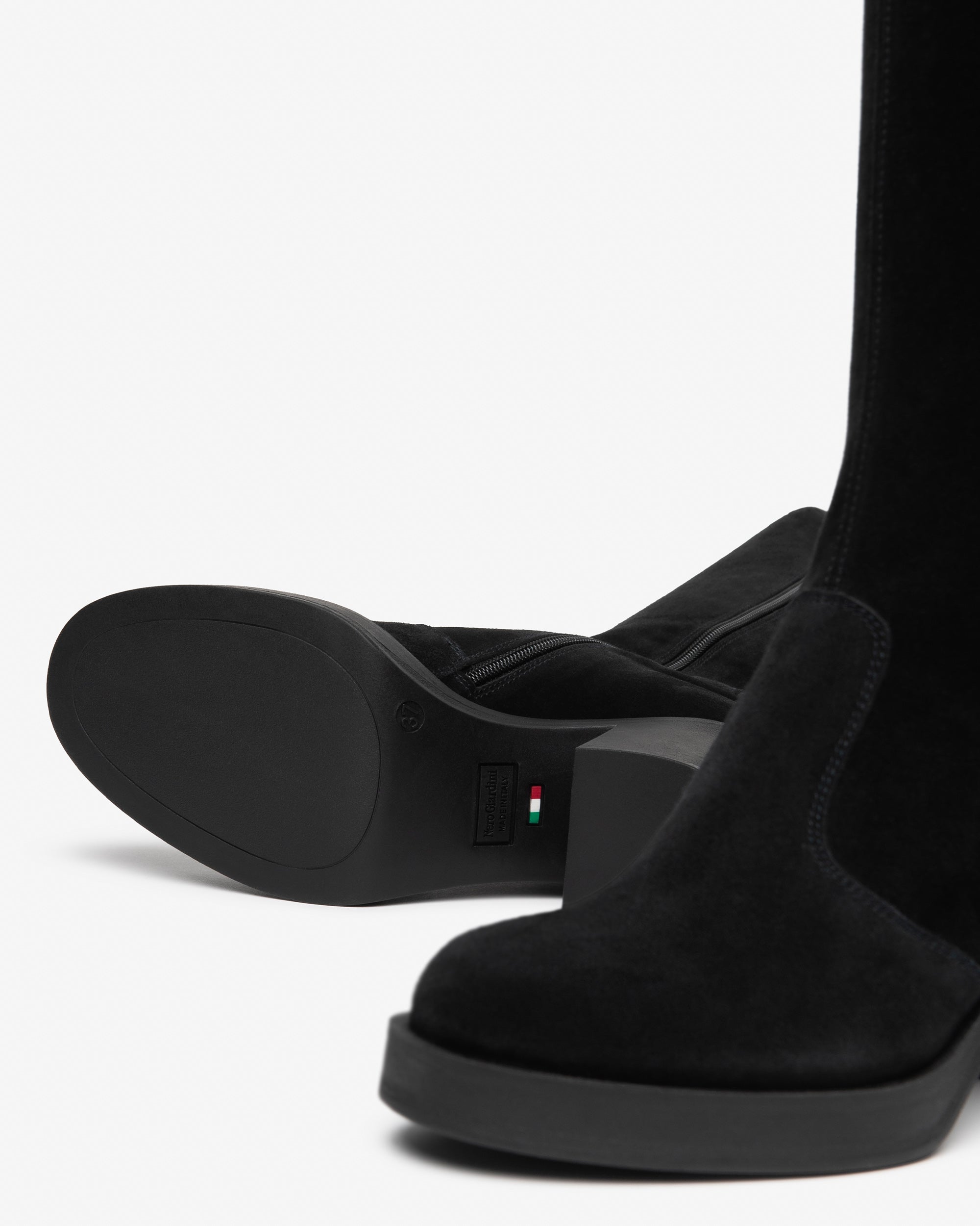 NeroGiardini Bottes botte femme cuir velours talon 75 mm 38