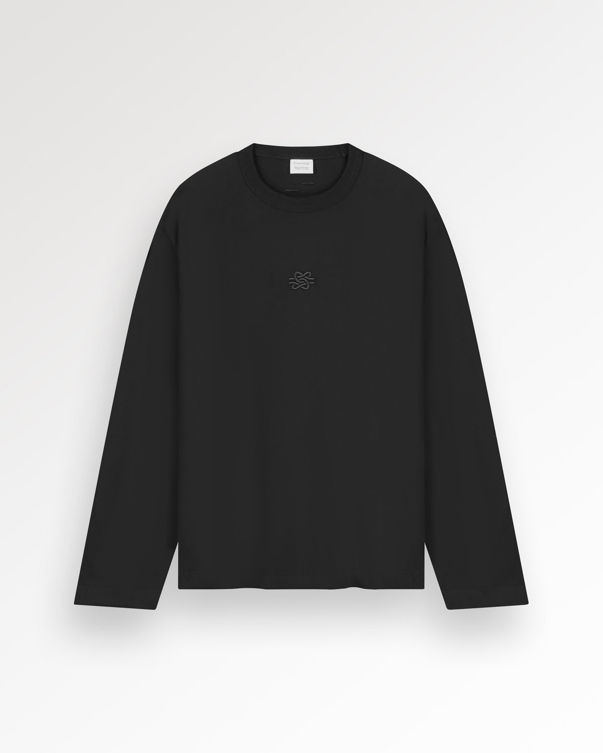 Filling Pieces Boxy Longsleeve Noir Coton Bio Brodé
