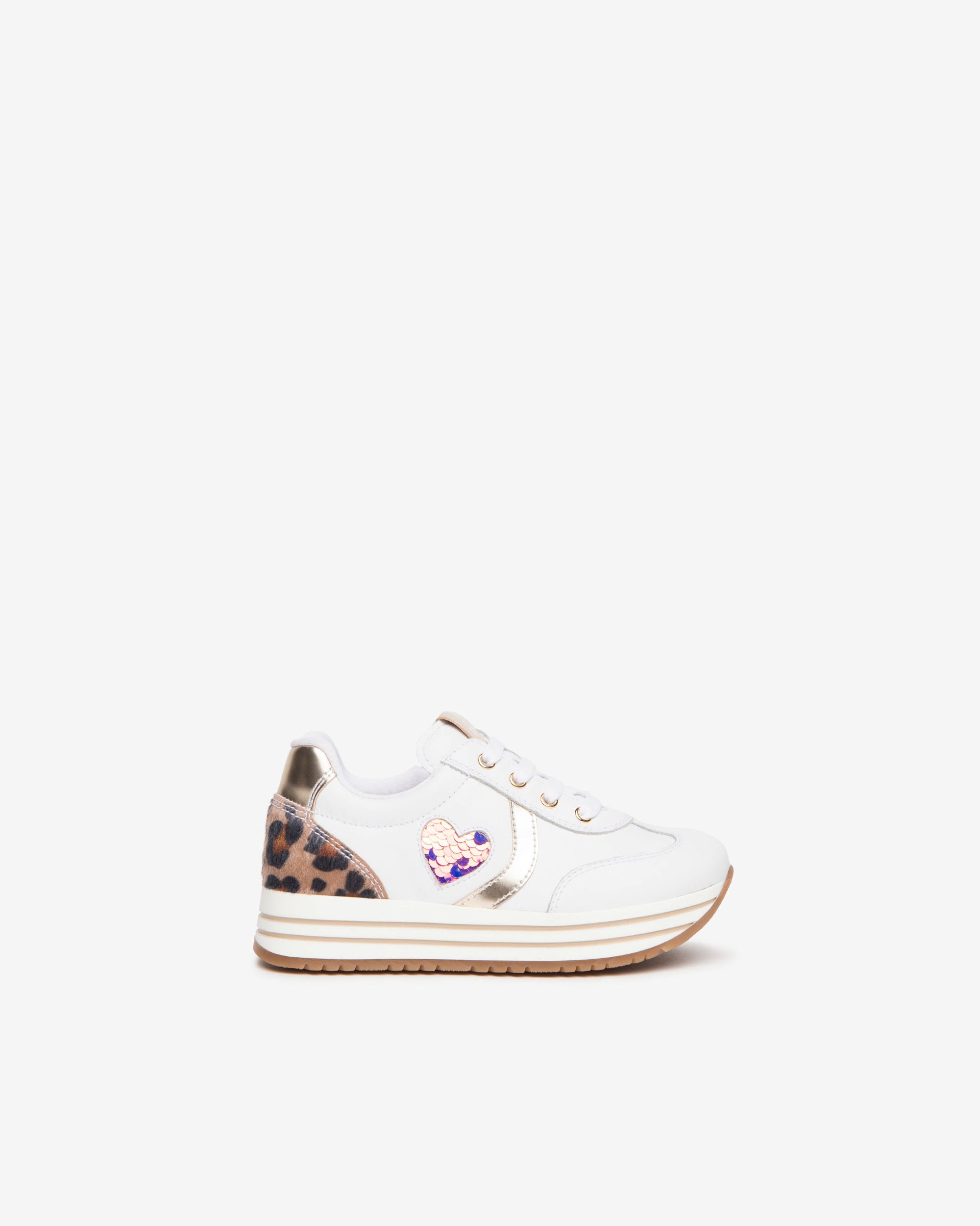 Nerogiardini Sneakers Kids Fille Cuir Lamé Zip Sequins