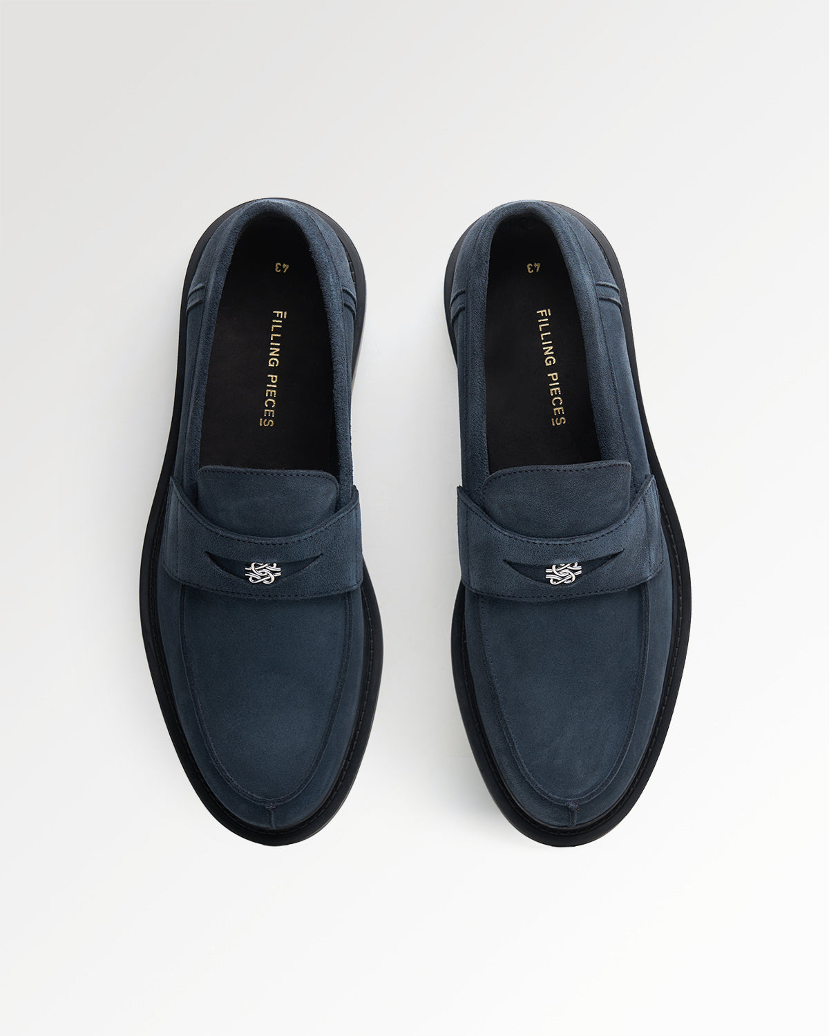 Filling Pieces Base Loafer mocassins daim bleu marine