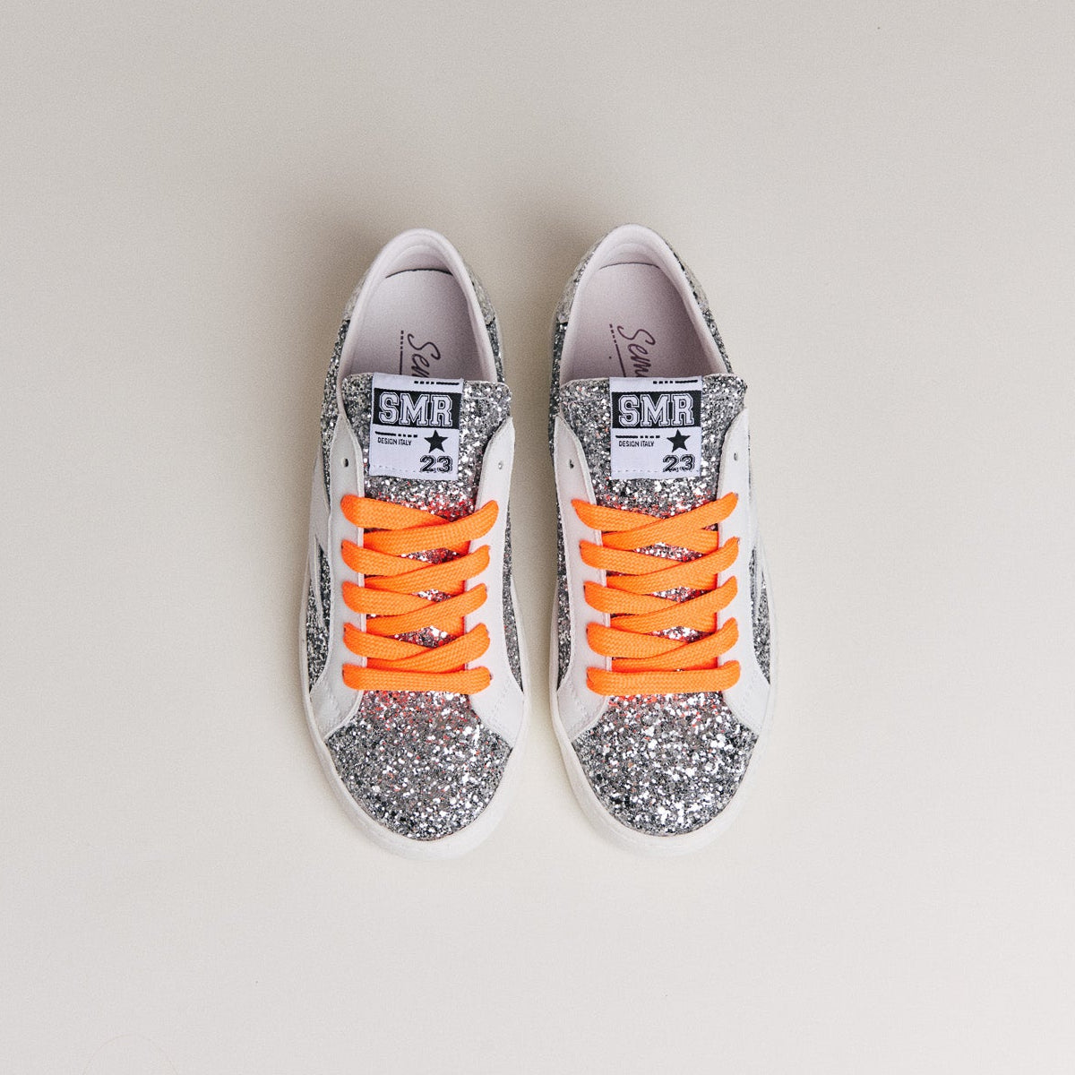 Semerdjian Maya D598 baskets argent python orange fluo