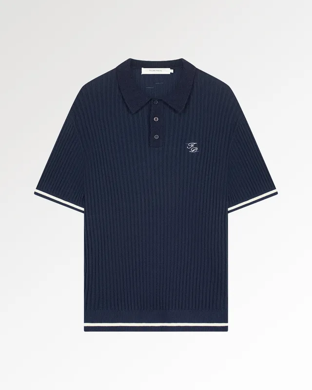 Filling Pieces Knit Polo Boucle polo Maritime Blue coton