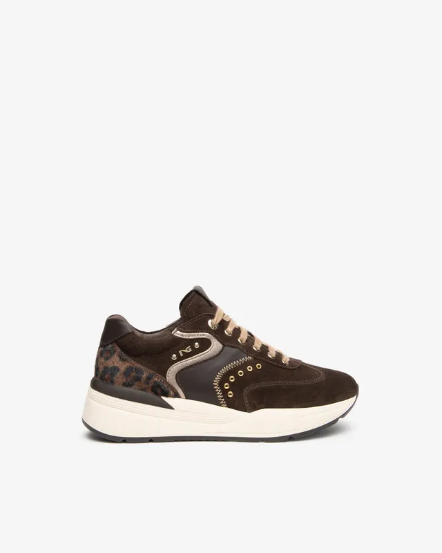 NeroGiardini Sneakers Femme Daim Lacets Semelle 60mm