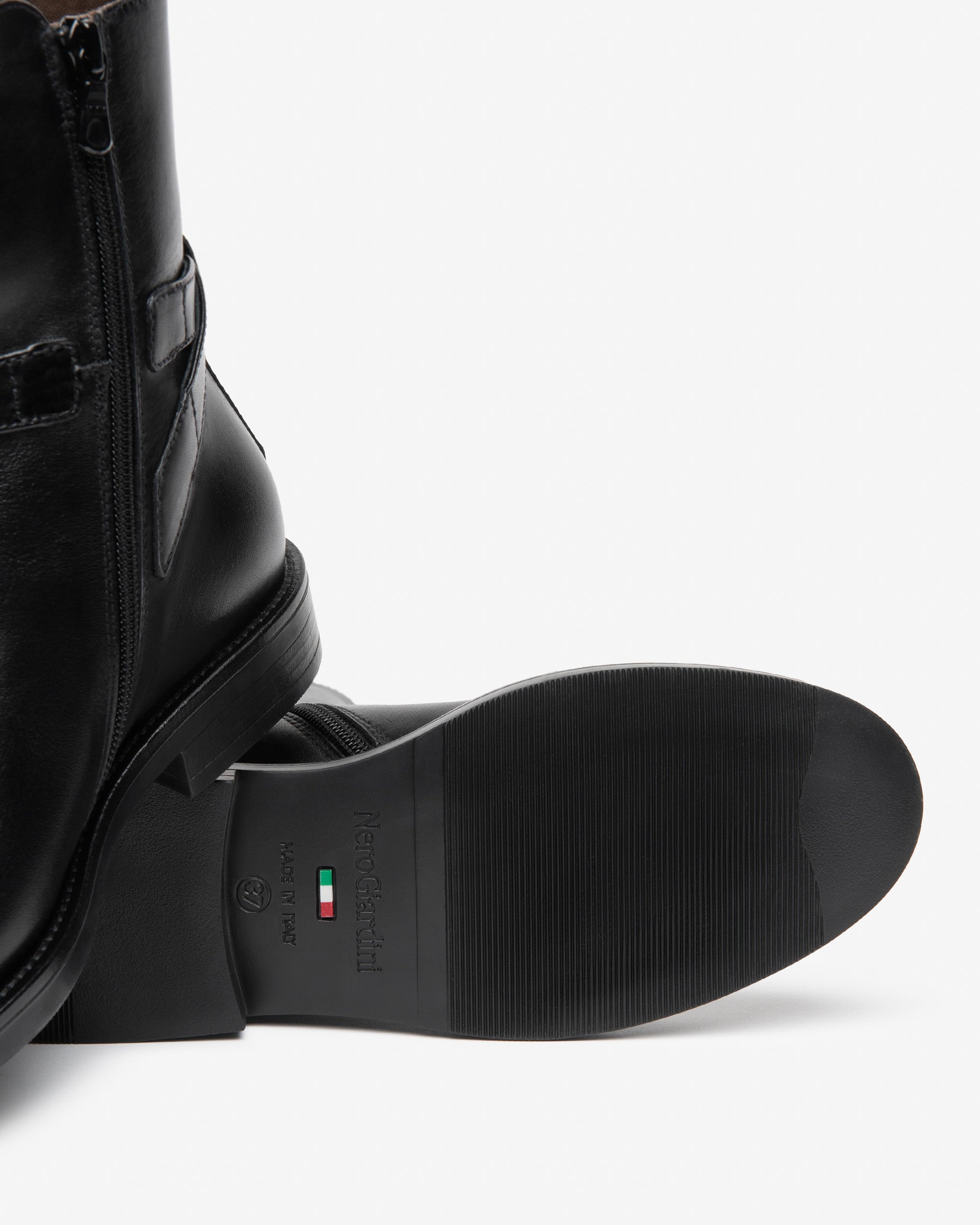 NeroGiardini Bottines Femme Cuir Zip Talon Bloc 30 mm