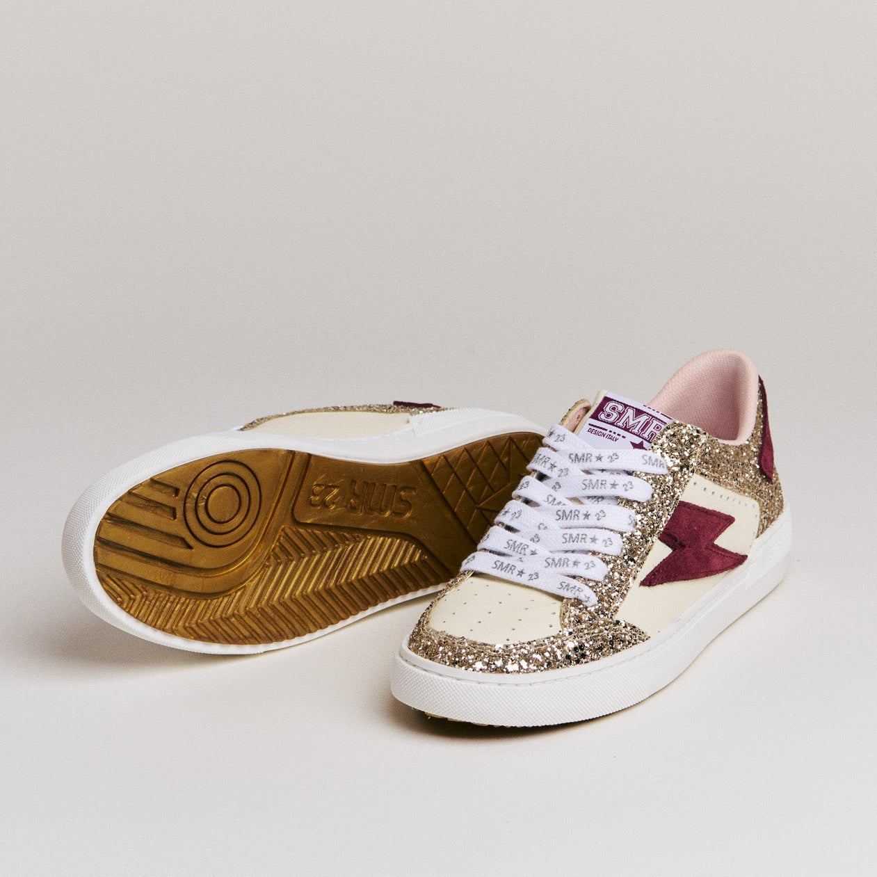 SMR Semerdjian Noubar D604 baskets bordeaux rose cuir