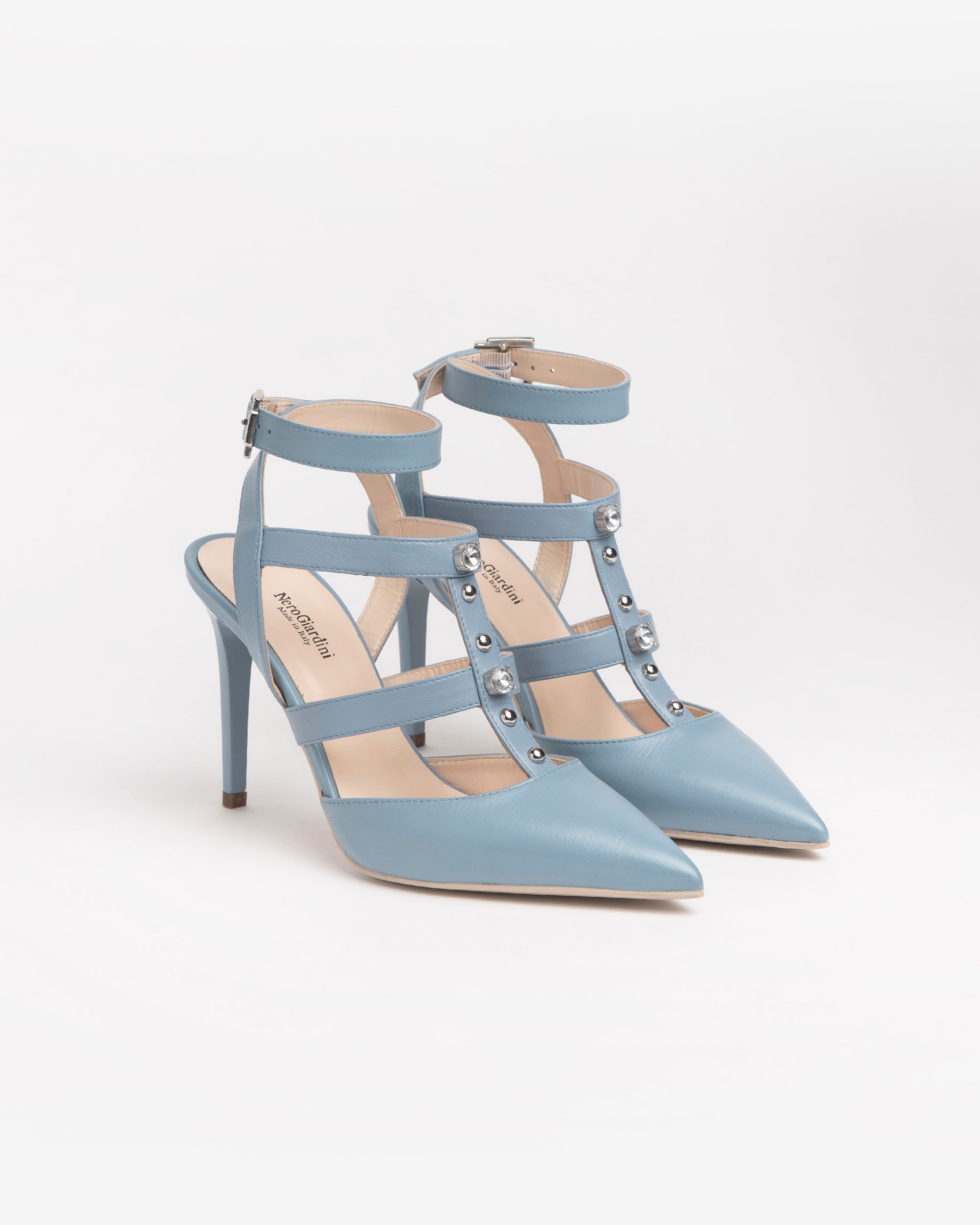 NeroGiardini Escarpins Cuir Nappa Strass Talon 9,5 cm