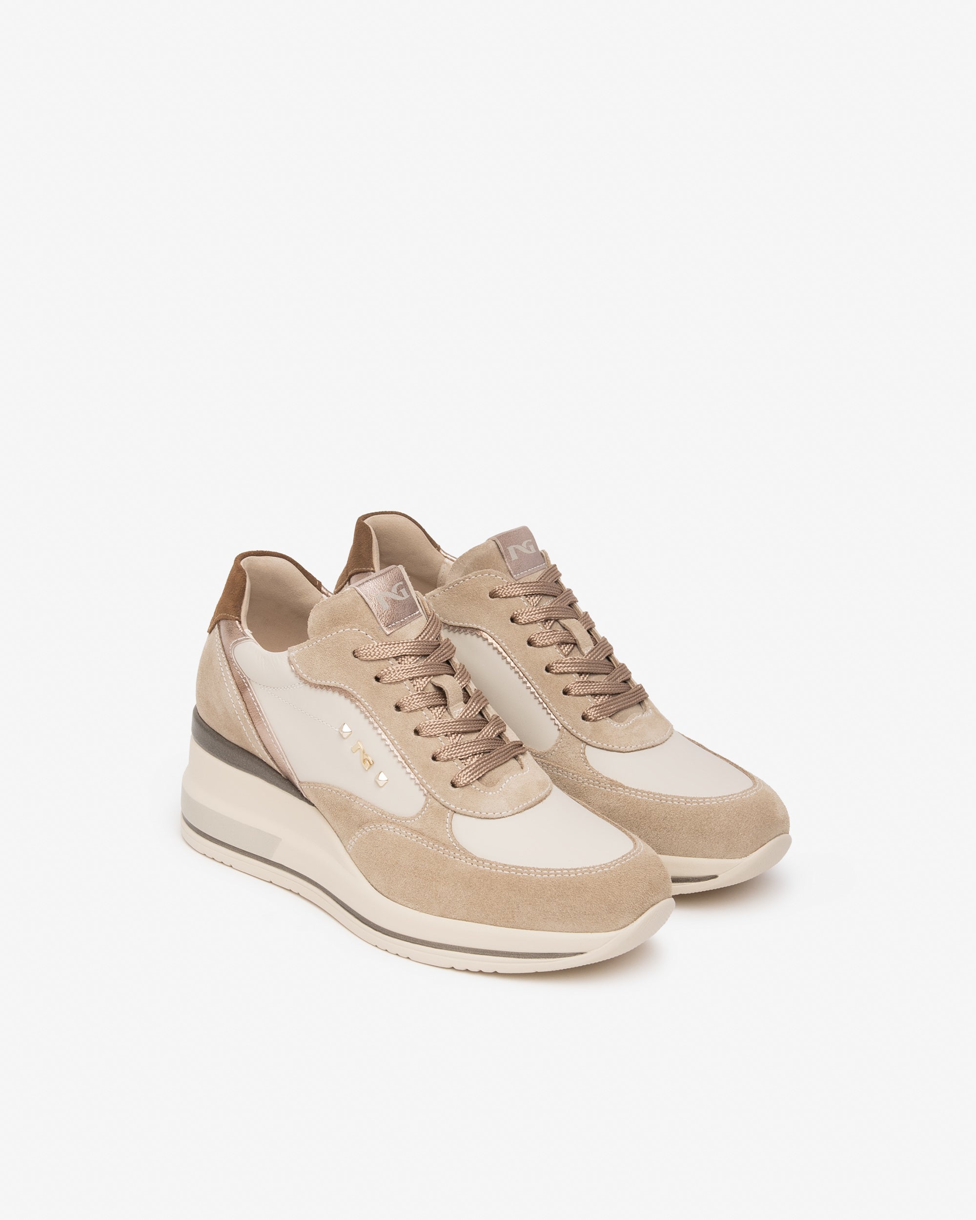 NeroGiardini Sneakers Femme Cuir Daim Compensée 60 mm