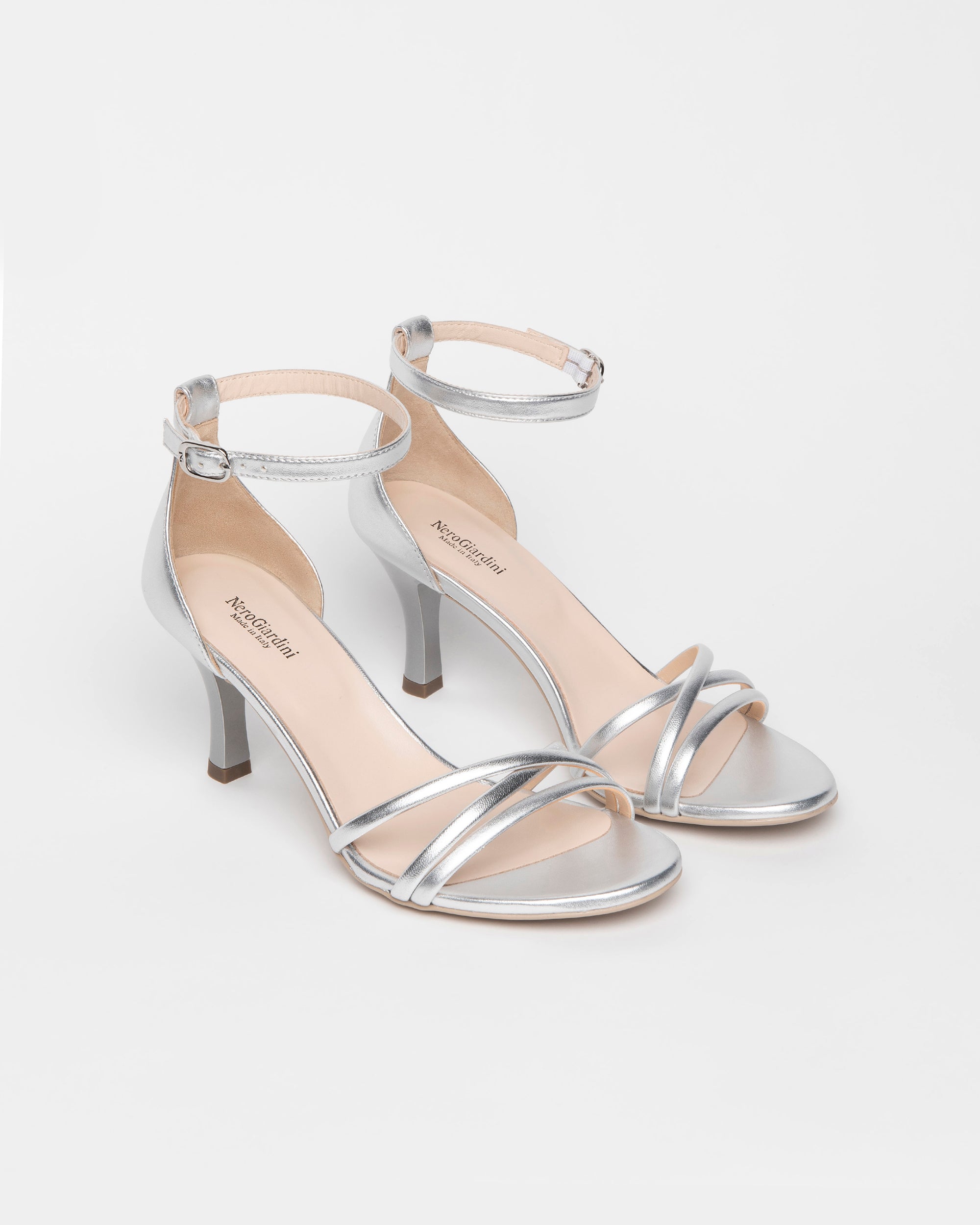 NeroGiardini Sandales Femme Cuir Lamé Talon 7,5 cm
