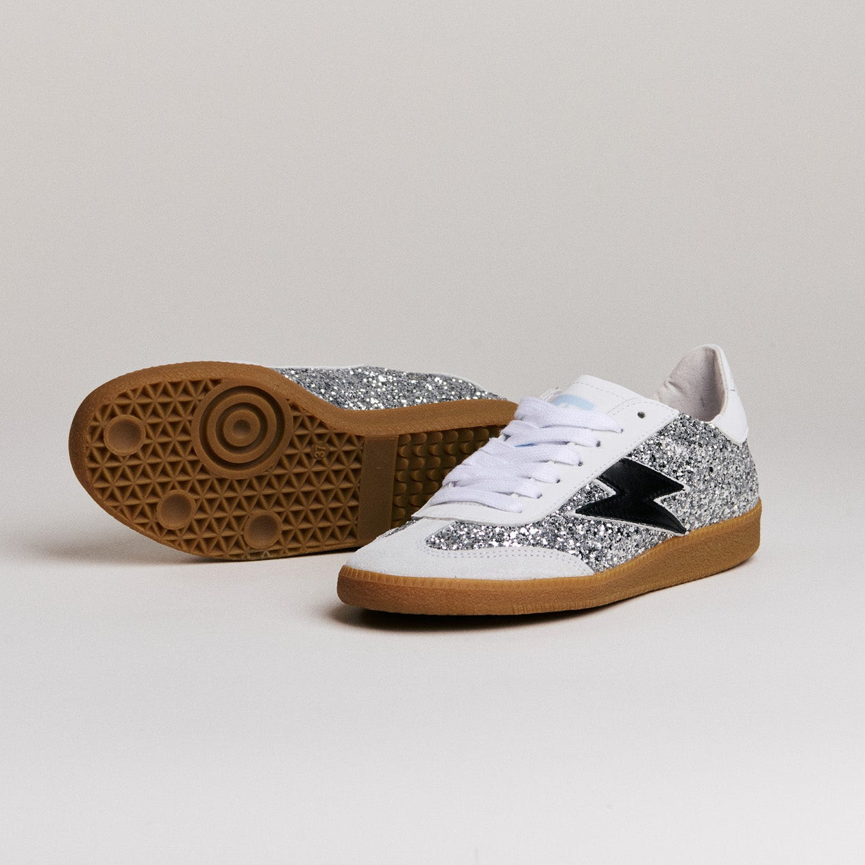 SMR Emily D324 baskets glitter argent éclair noir