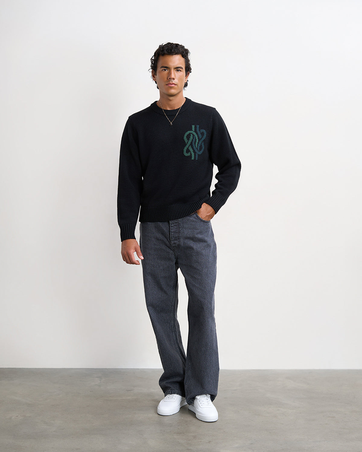 Filling Pieces Knot Pull Noir Laine Côtes Épaisses
