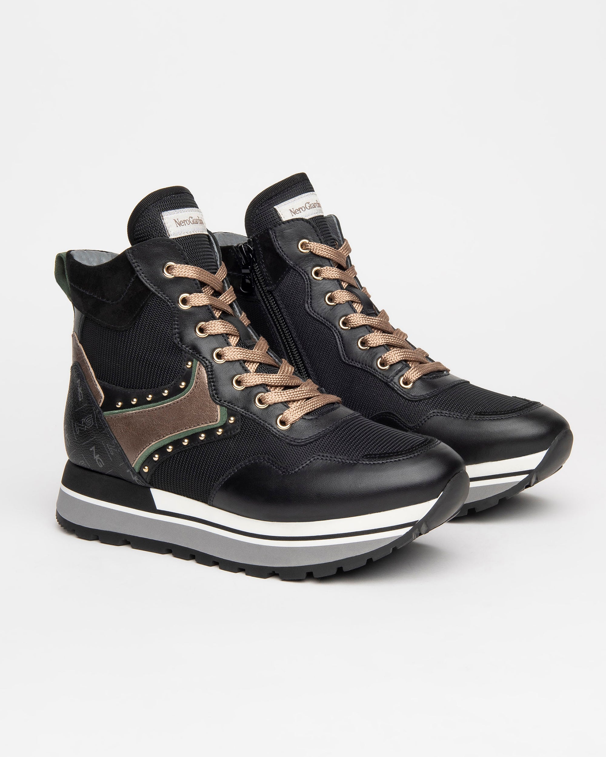 NeroGiardini Sneakers Montantes Femme Cuir Velours