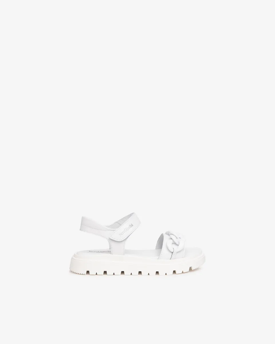 NeroGiardini Sandales Fille Cuir Chaîne Velcro