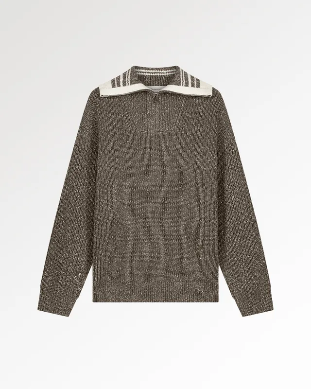 Filling Pieces Zip Knit Chunky Fisherman pull melange zip