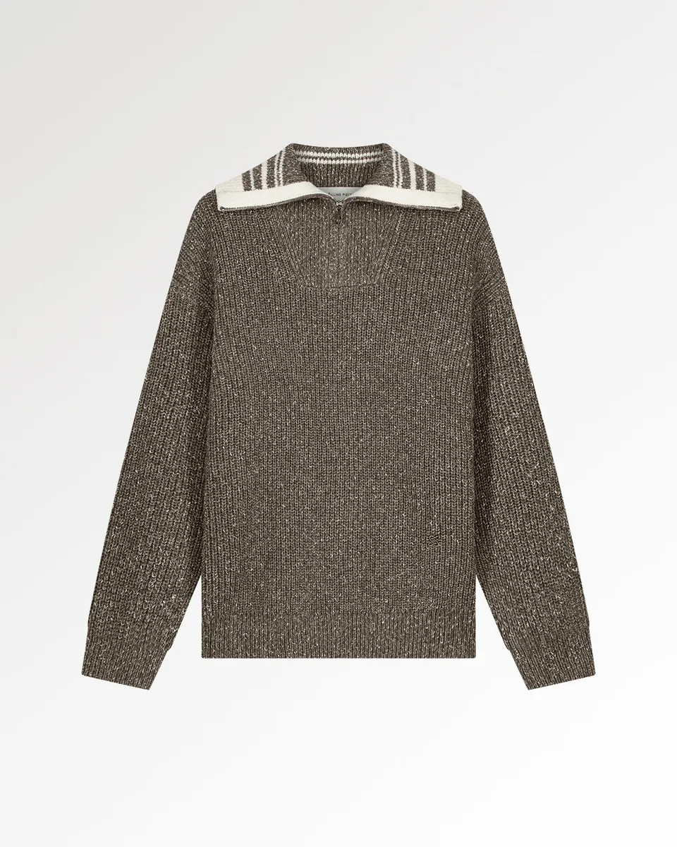 Filling Pieces Zip Knit Chunky Fisherman pull melange zip
