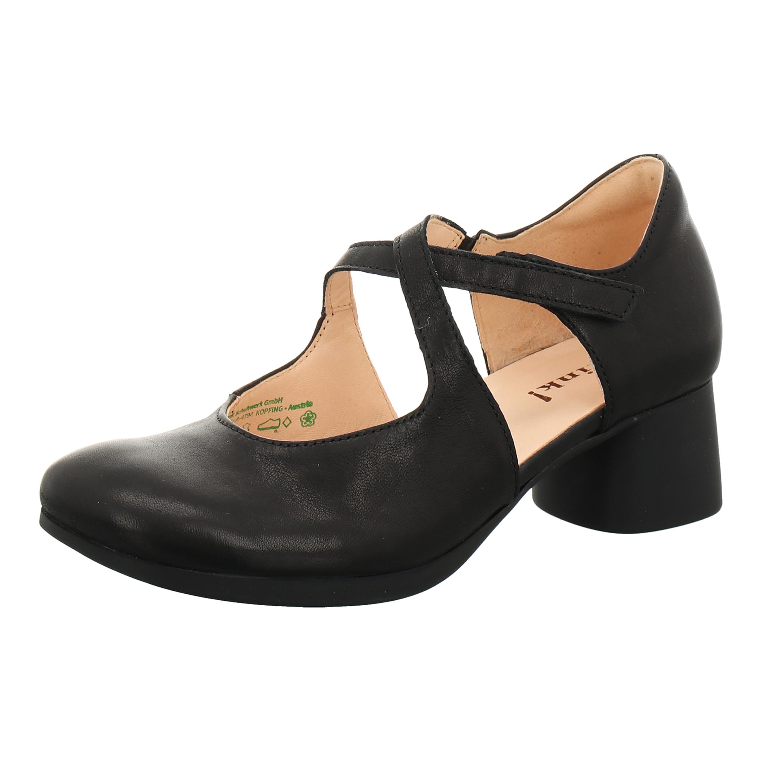 Think Nani Escarpin Femme Noir 38 EU Talon Bloc Cuir