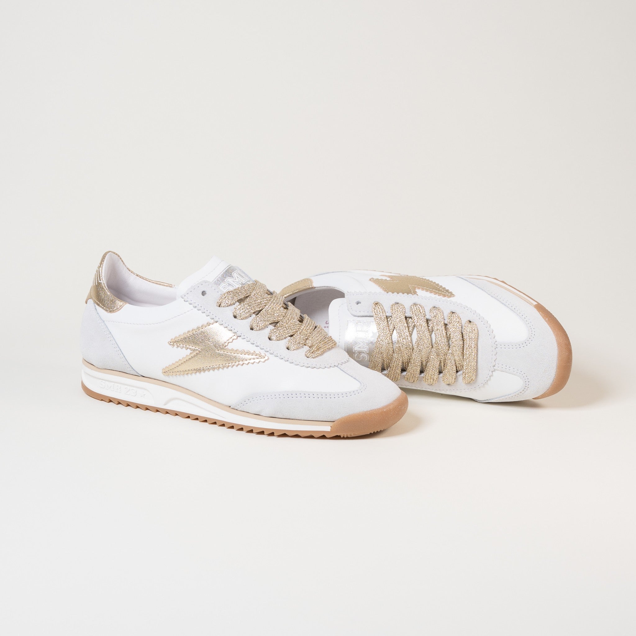 SMR Joyce E314 Baskets Blanc Or Cuir