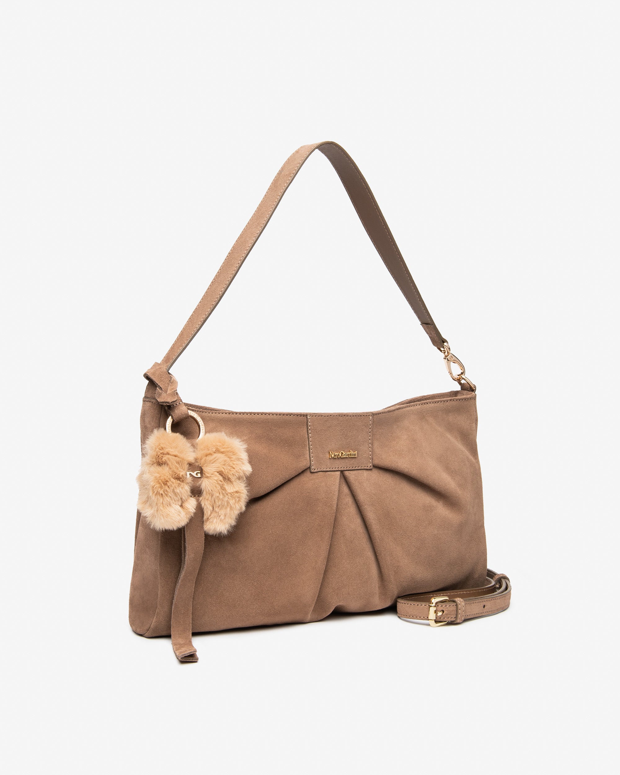 Nerogiardini Sacs Épaule Sac Daim PZ Drapé Doré