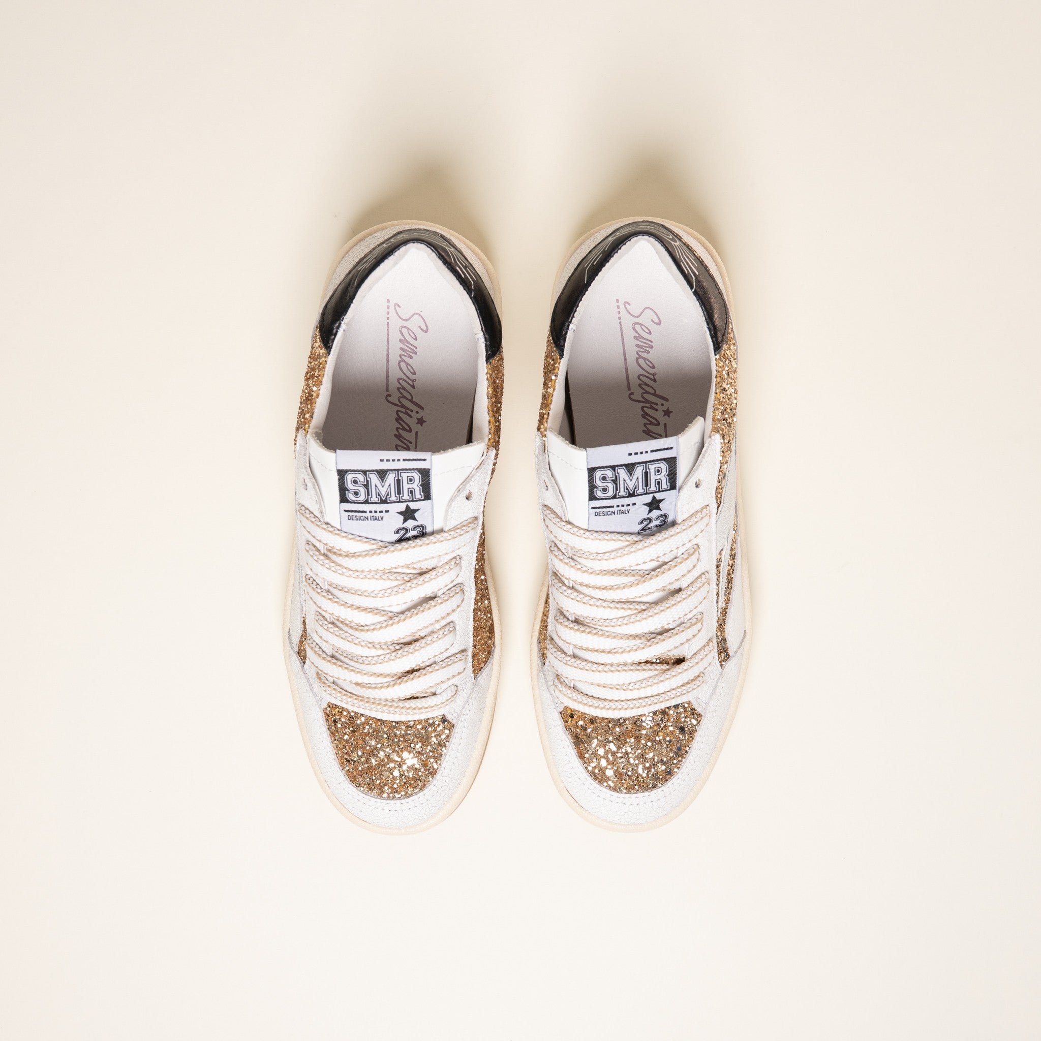 SMR Dany E192 baskets glitter or blanc crack