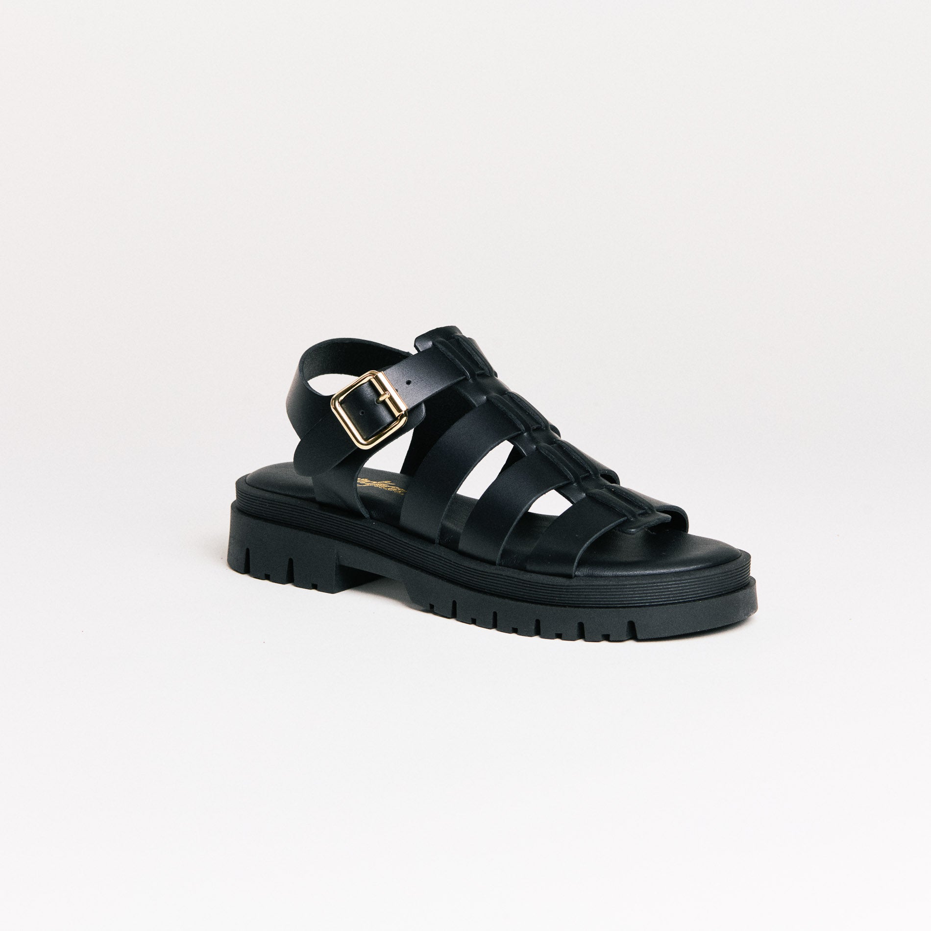 SMR Delia Vitello sandales cuir noires semelle 4 cm