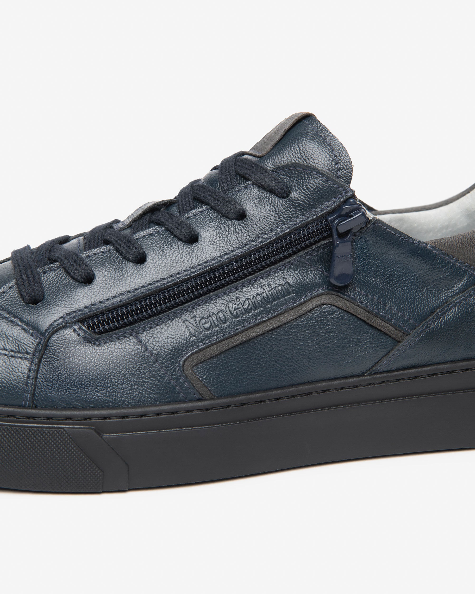 Nerogiardini Sneakers Homme Cuir Zip Lacets Confort