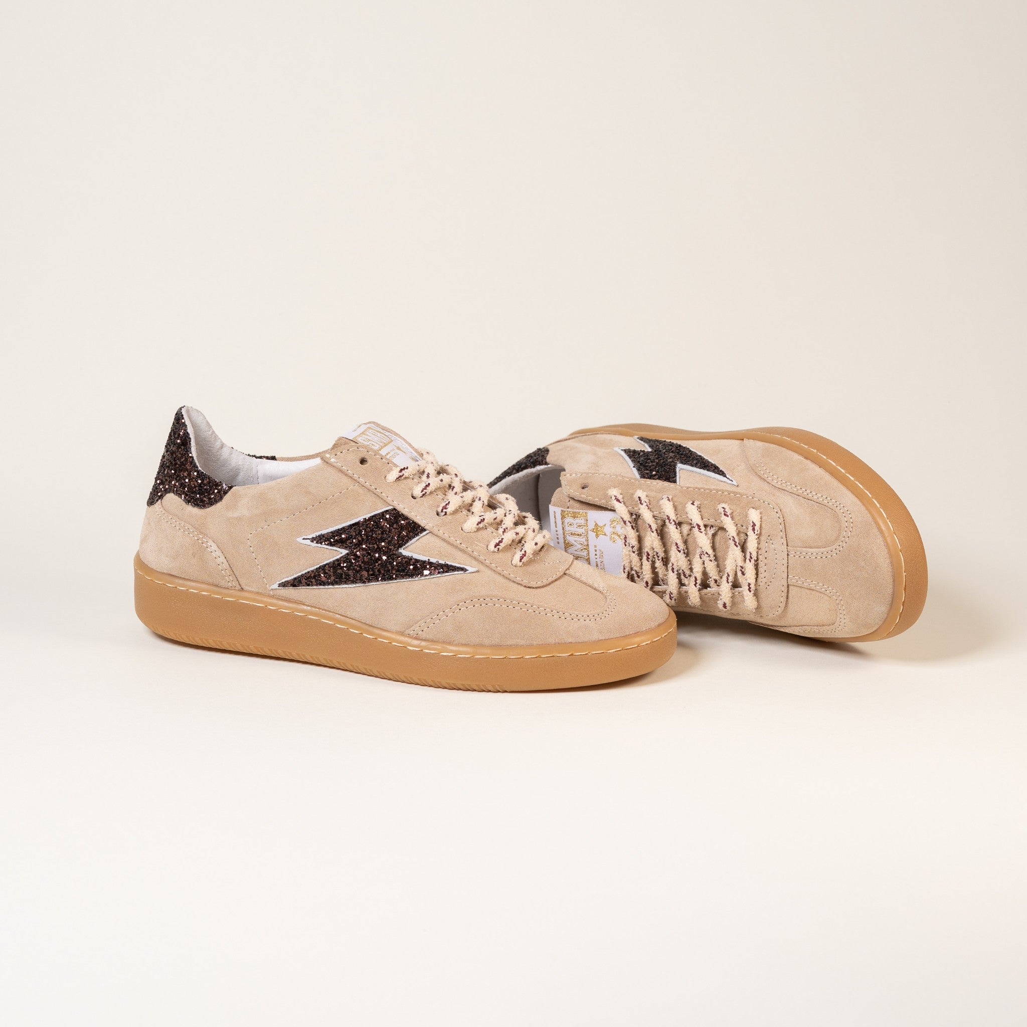 SMR Lee E434 baskets beige taille 38 glitter marron