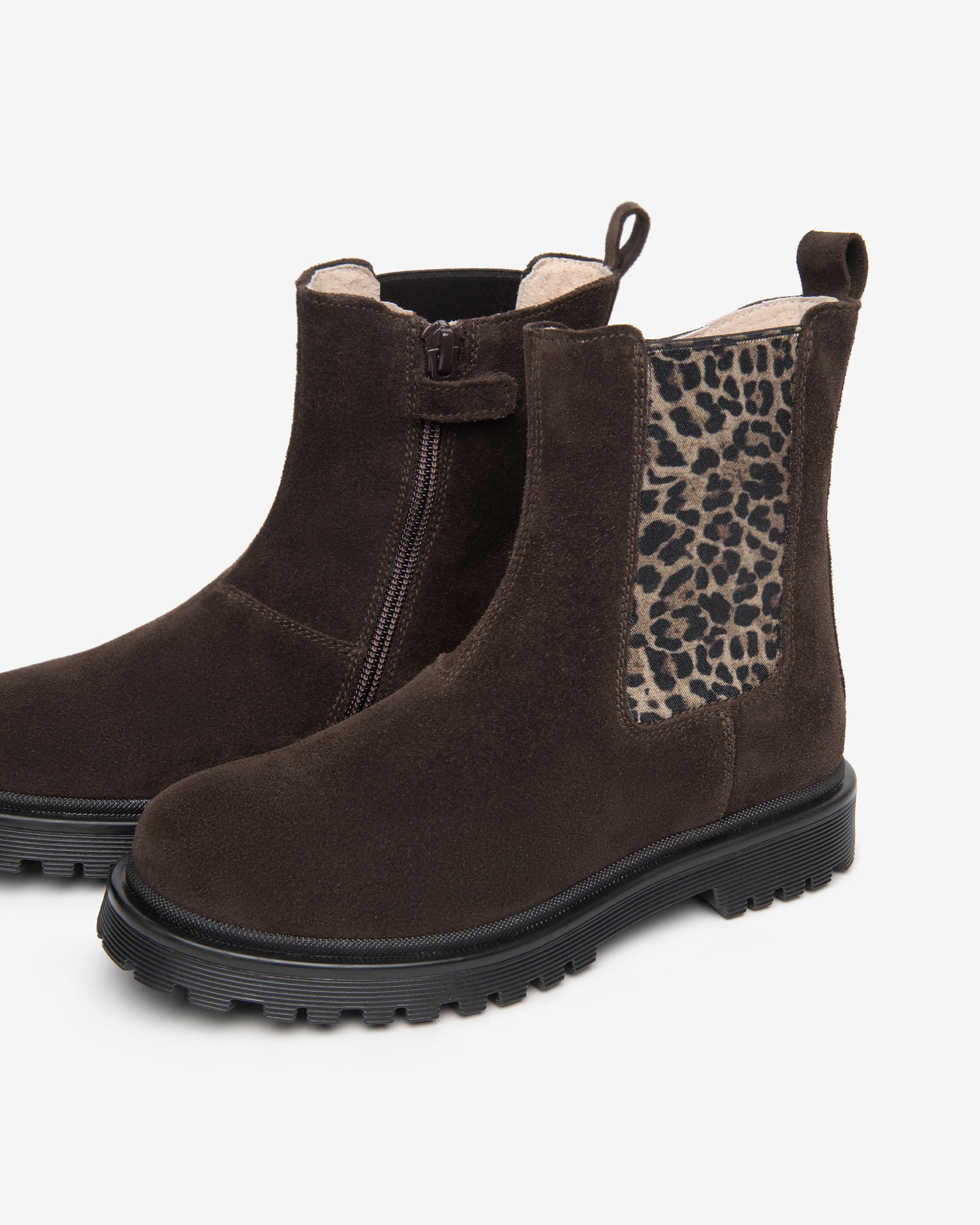 NeroGiardini Bottines fille daim zip imprimé animalier