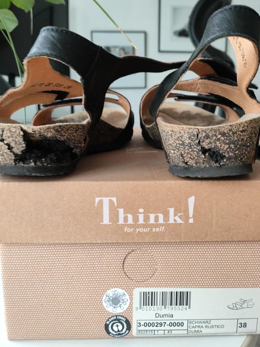 Think Dumia sandale femme 38 EU noir cuir confort