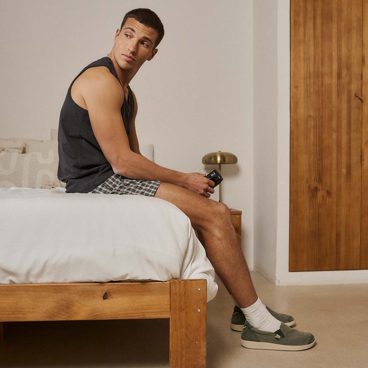 Satorisan Kung Fu Cotton Vintage slip-on Khaki toile