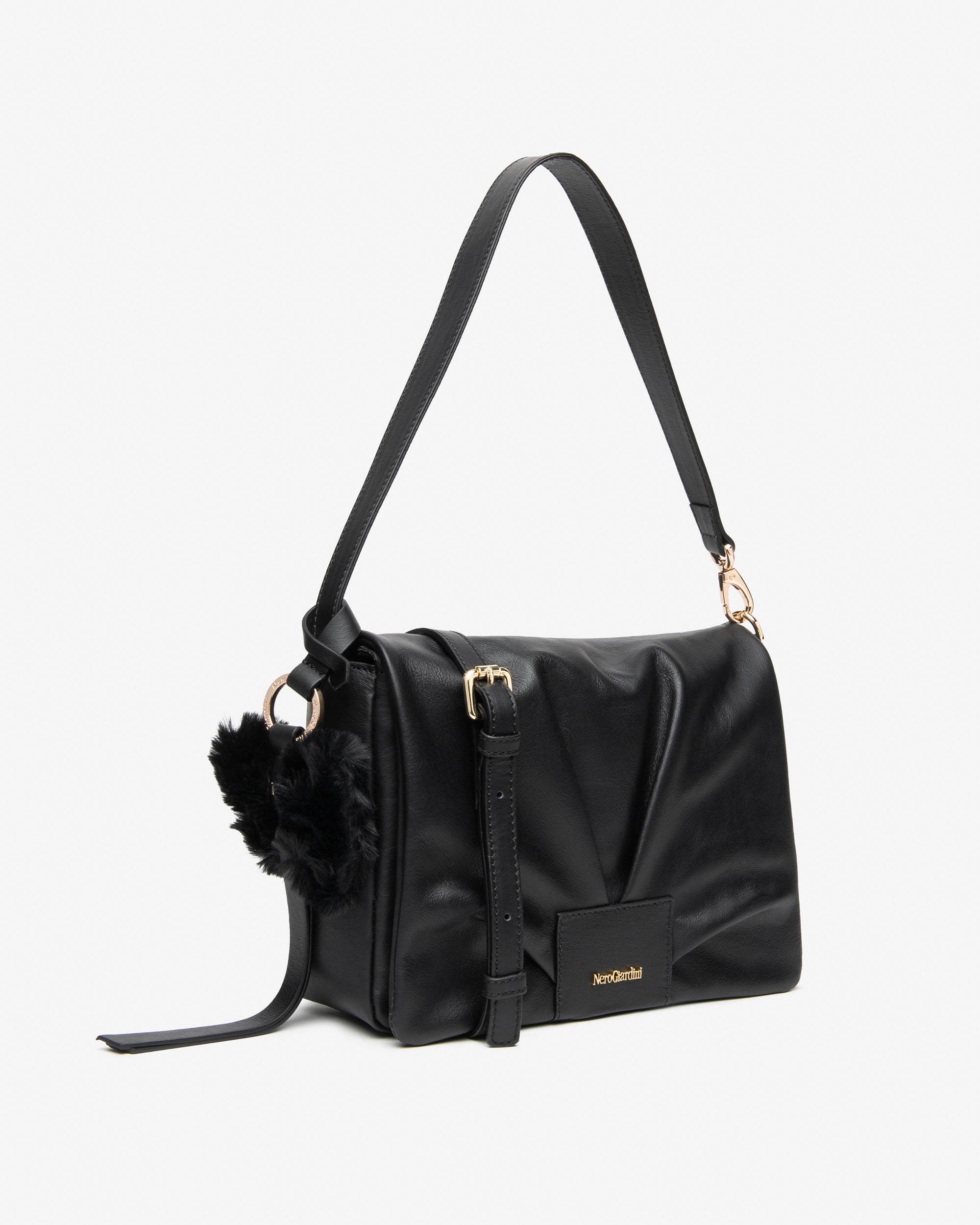 NeroGiardini Sacs Épaule Femme Cuir Drapé Doré