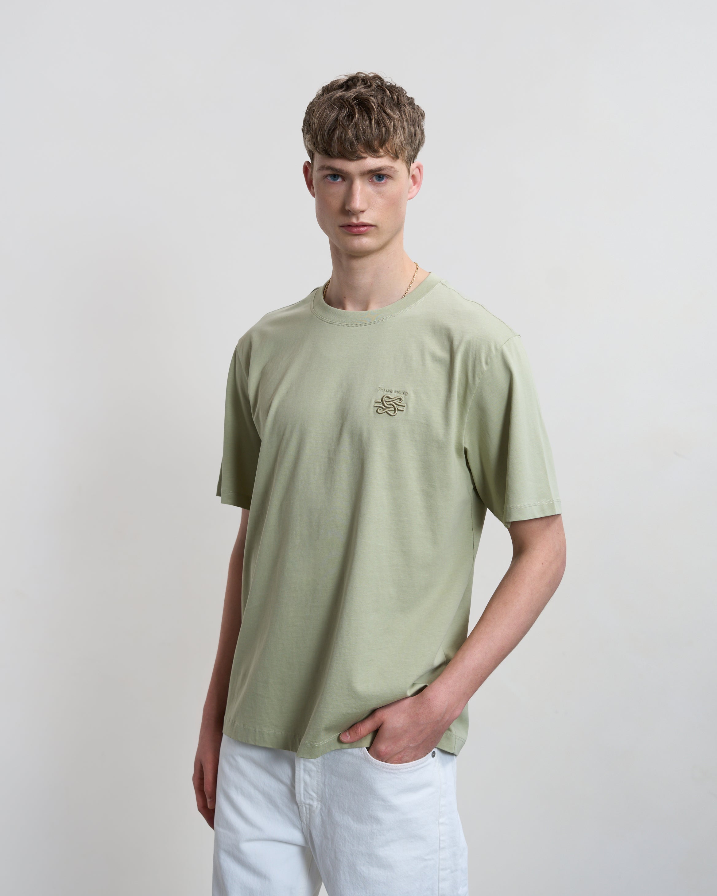 Filling Pieces T-shirt Embroidered Knot Tea coton