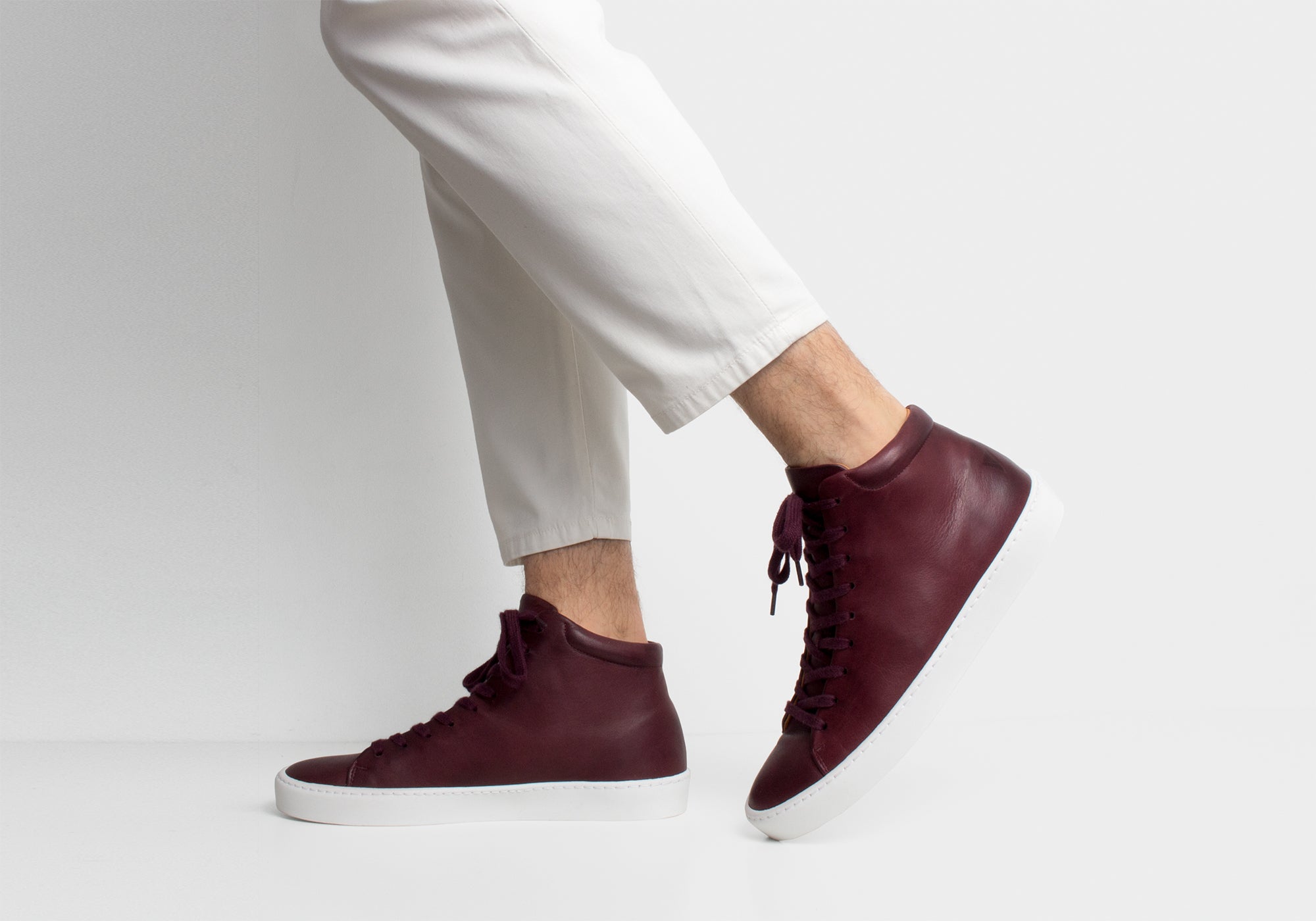 JAK Royal Hi sneakers cuir bordeaux semelle gomme