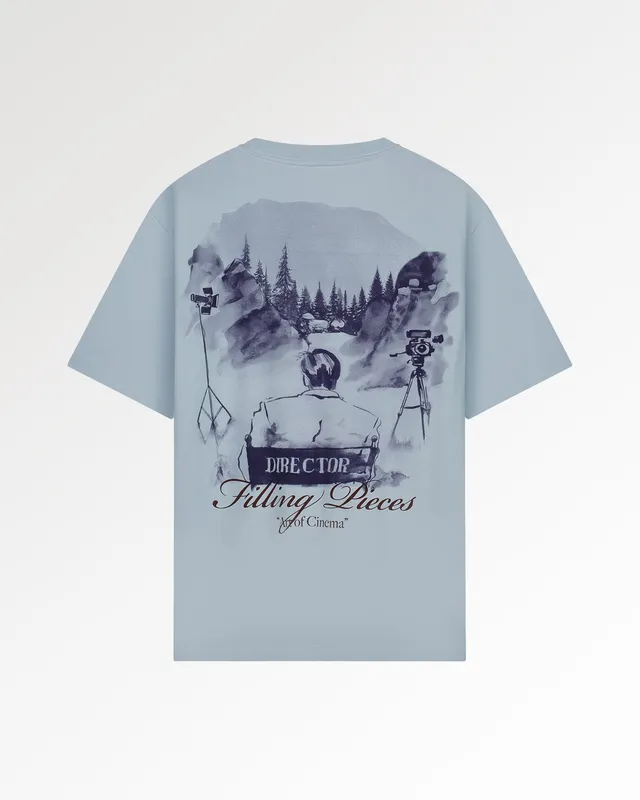 Filling Pieces Director t-shirt bleu coton bio imprimé