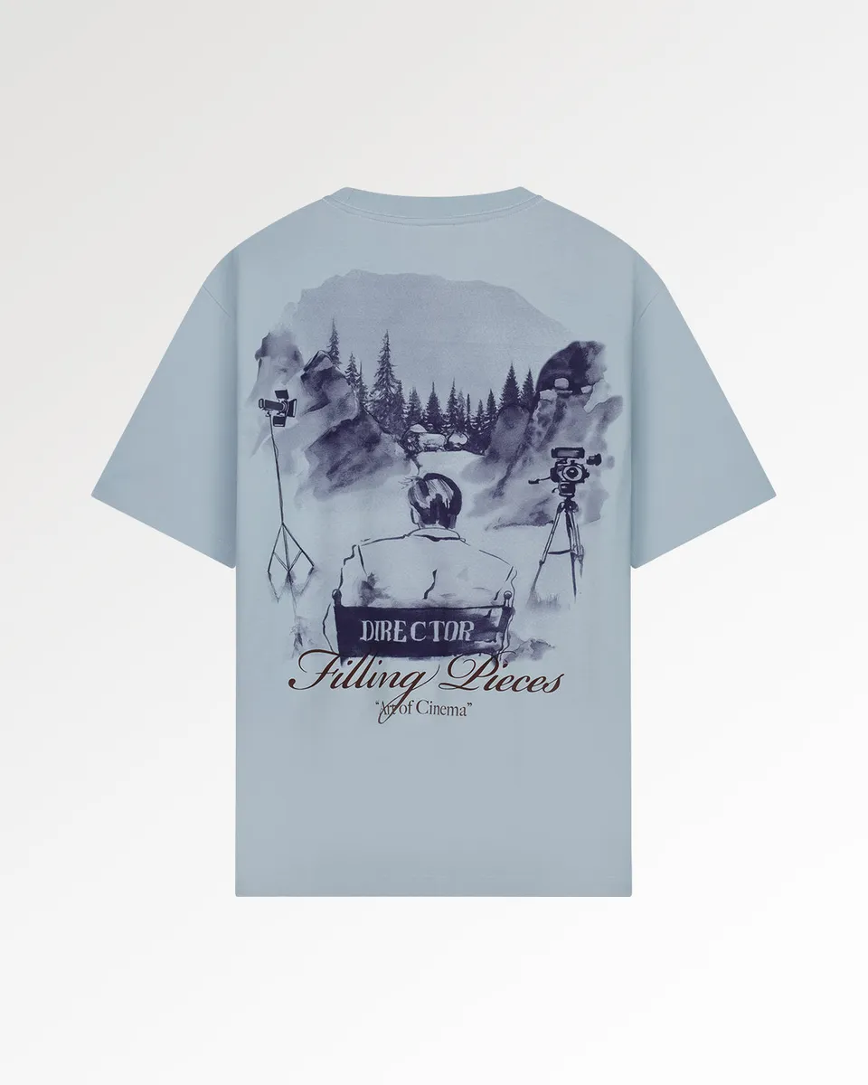 Filling Pieces Director t-shirt bleu coton bio imprimé