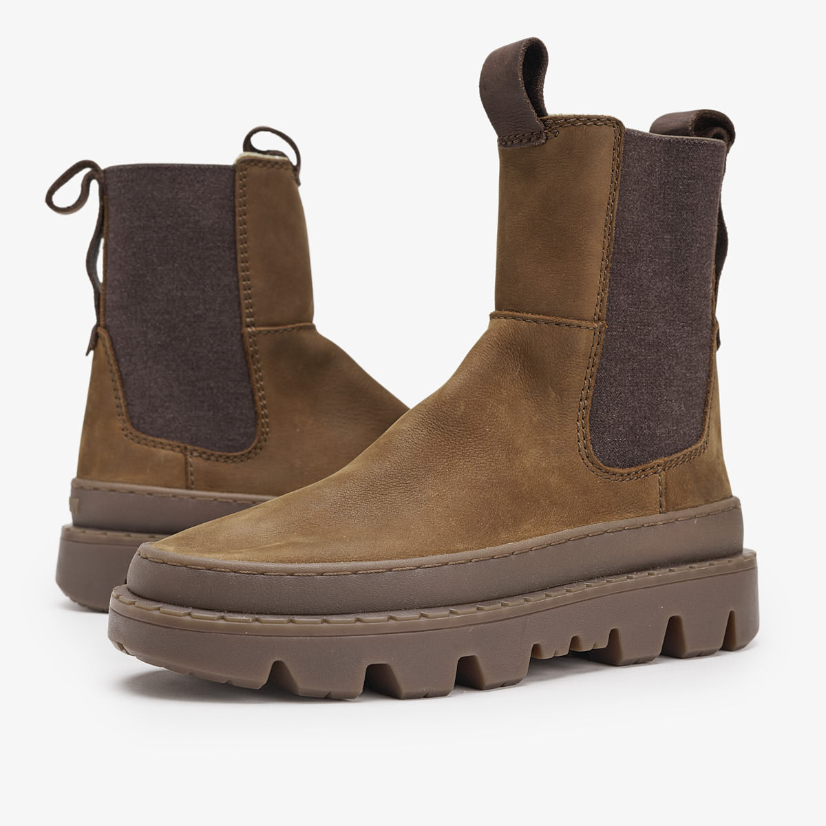 Satorisan Unalome Elastics Premium boots cuir femme Mid Brown