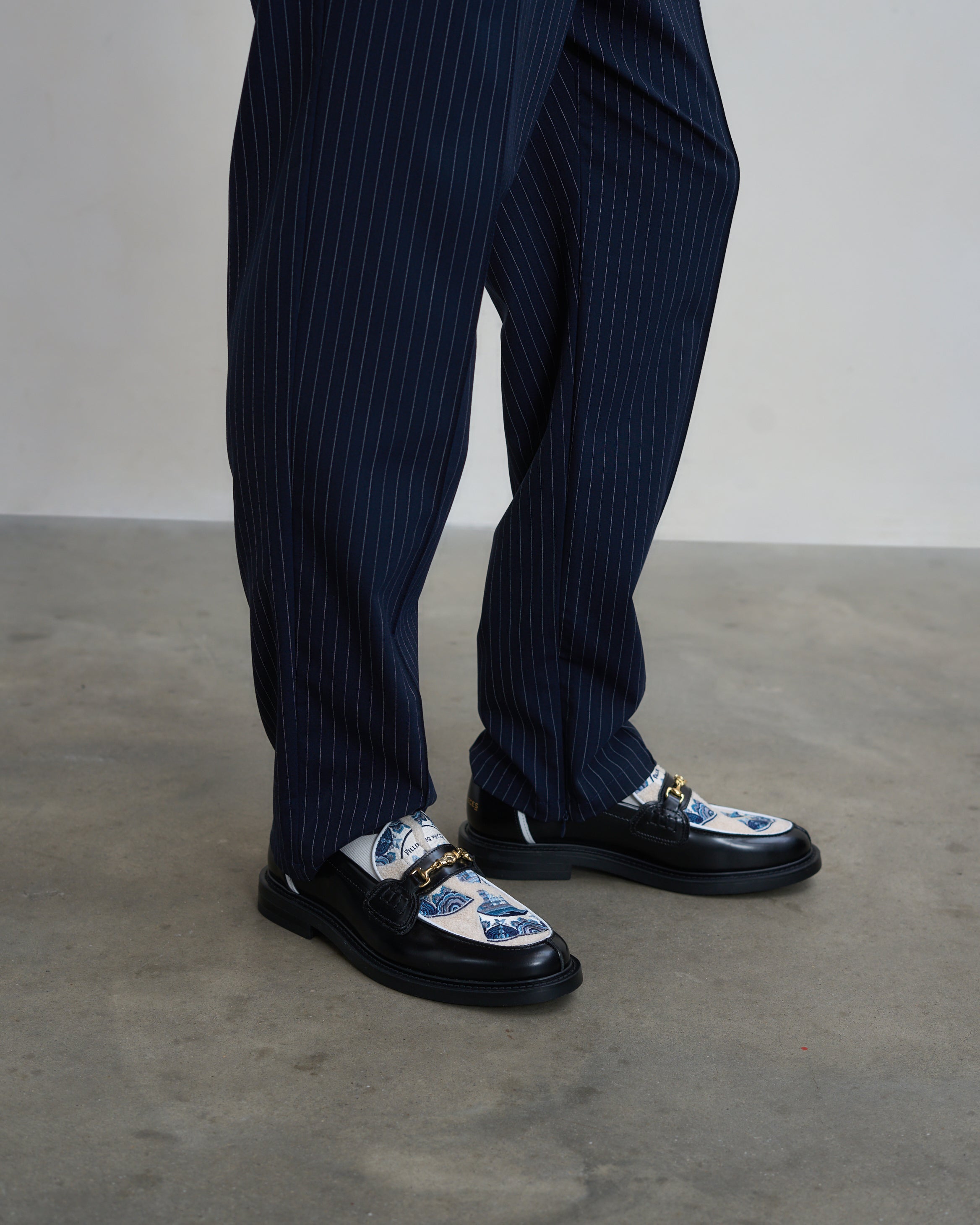 Filling Pieces Broken Plate mocassins noirs delft bleu