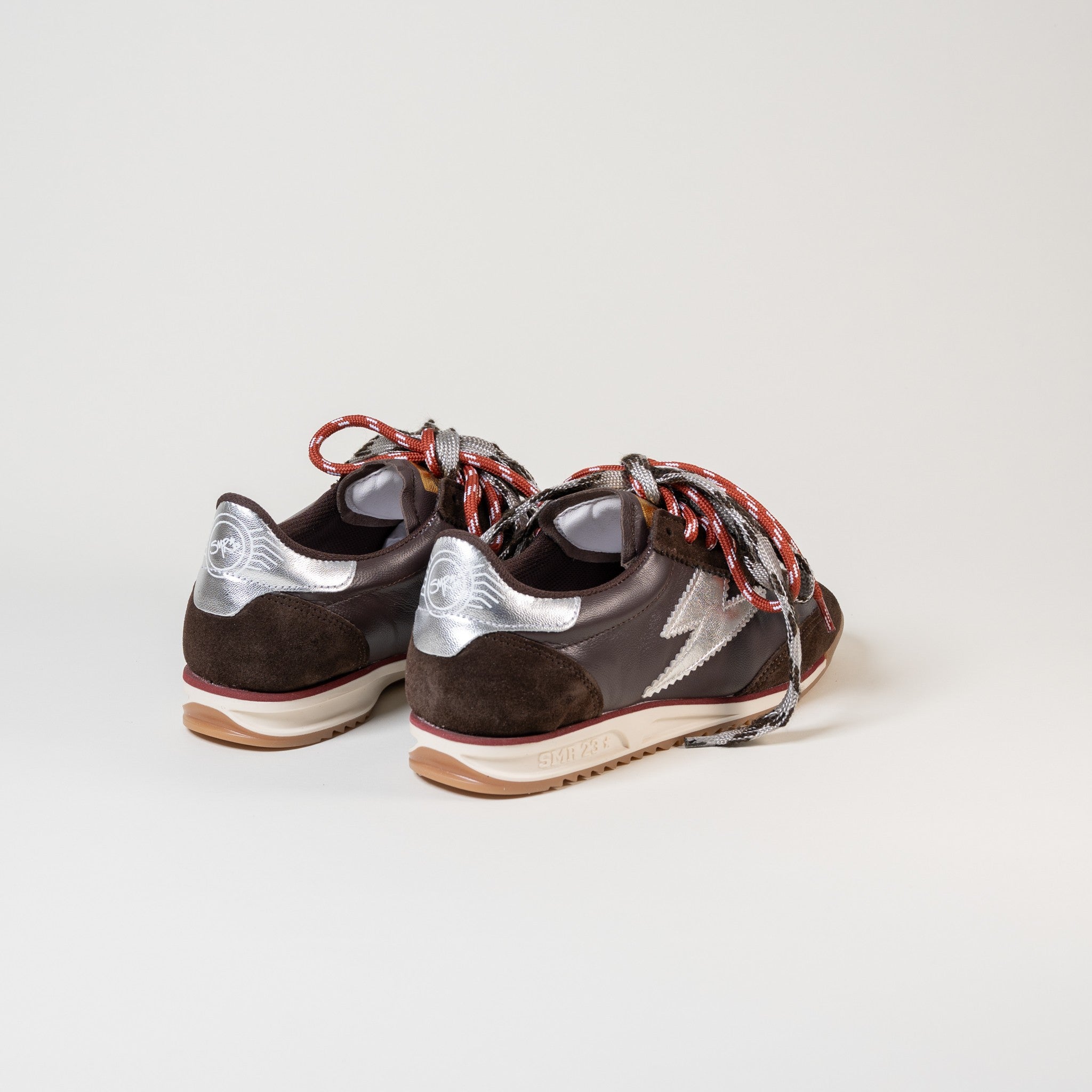 SMR Joyce E321 baskets marron taille 38 cuir argent