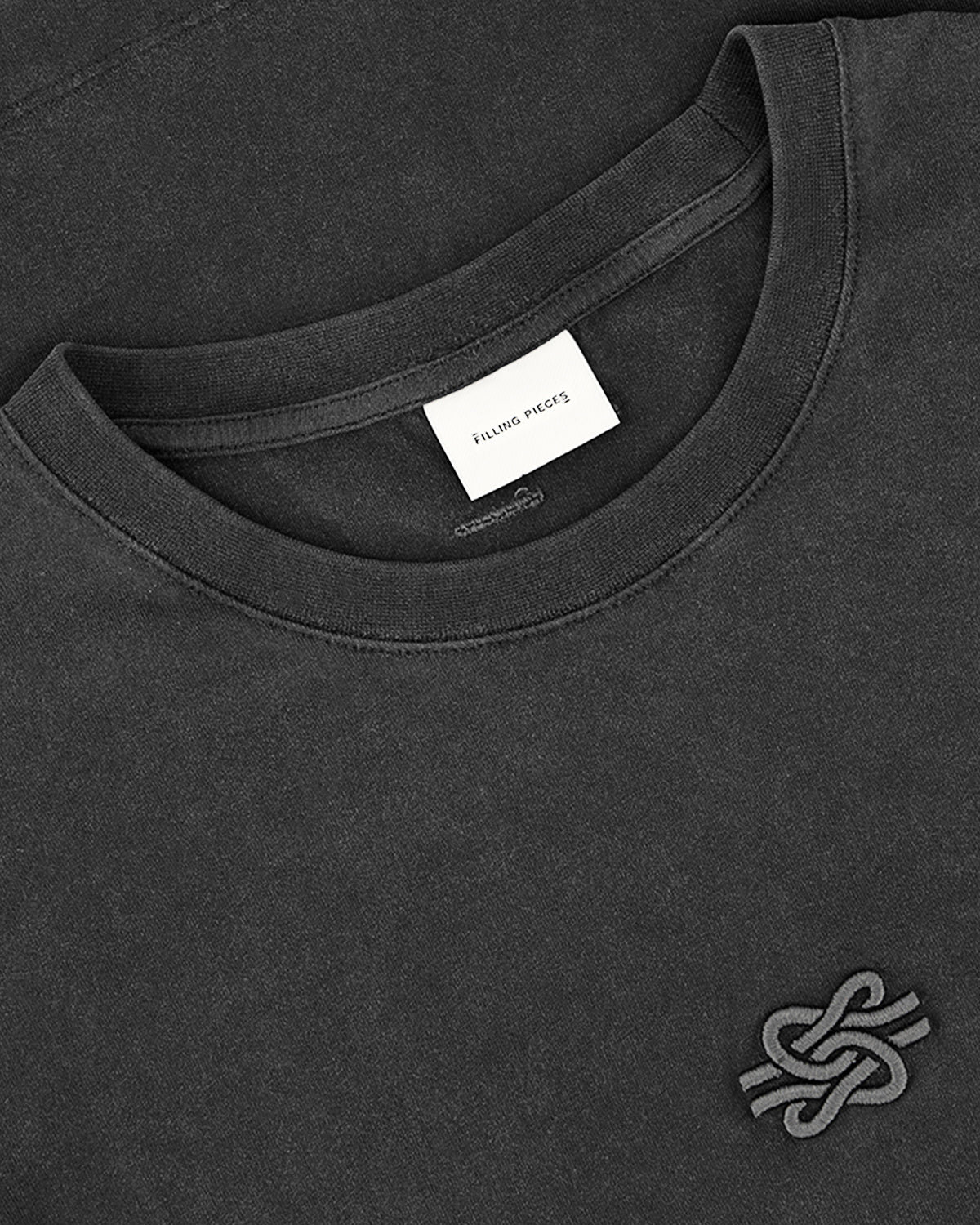 Filling Pieces T-shirt Boxy Embroidered Vintage Black coton