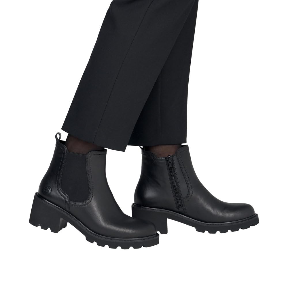 Remonte Chelsea bottines noir 39 EU cuir lisse talon bloc