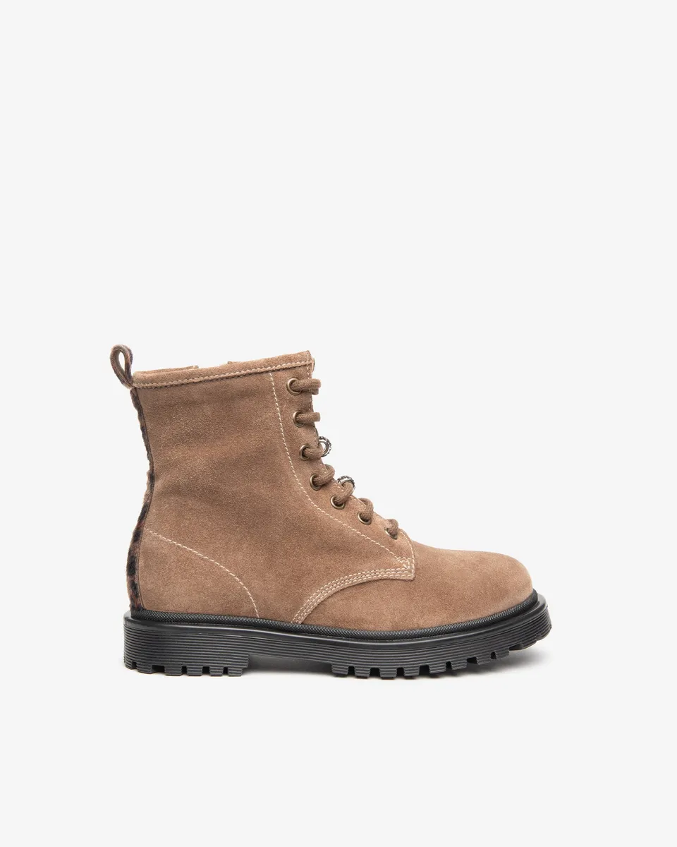 Nerogiardini Bottines Teen Fille Cuir Velours Combat