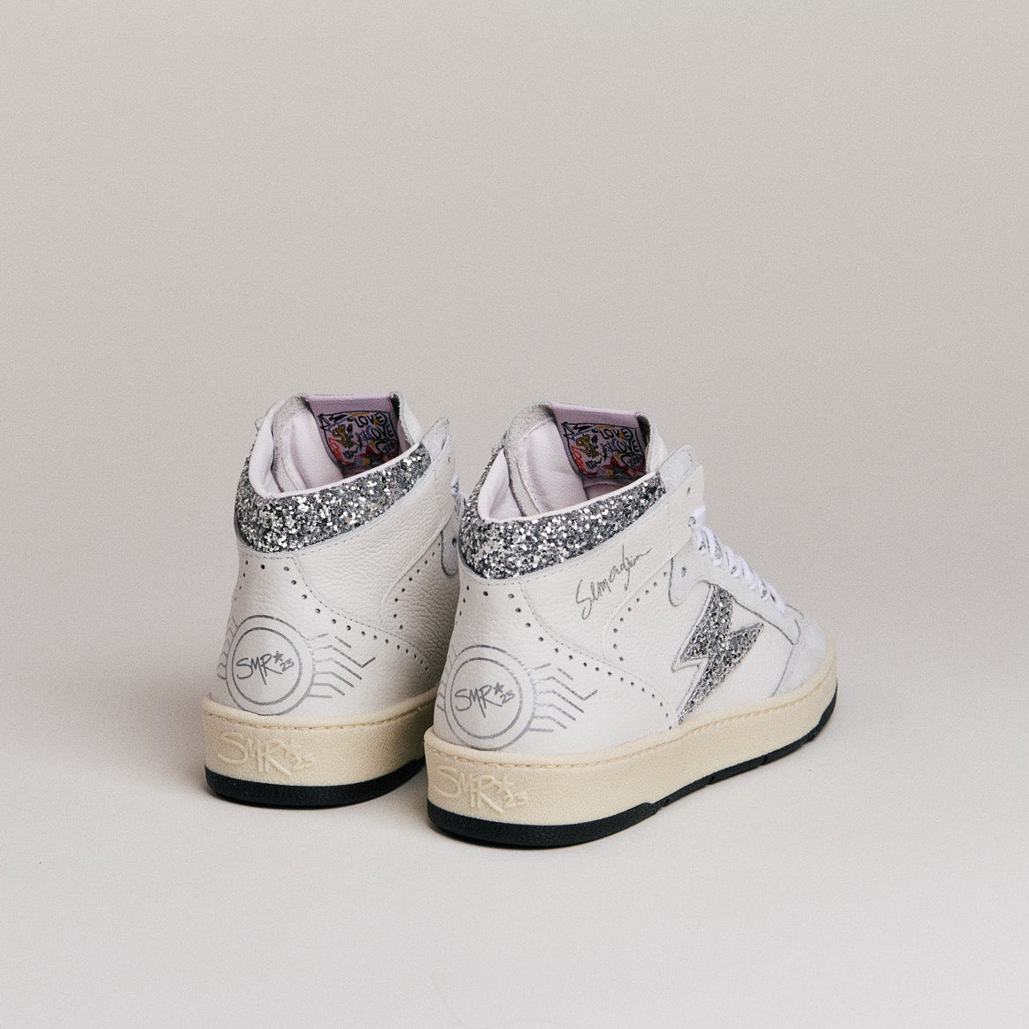 SMR Semerdjian Braga D591 baskets montantes blanc argent