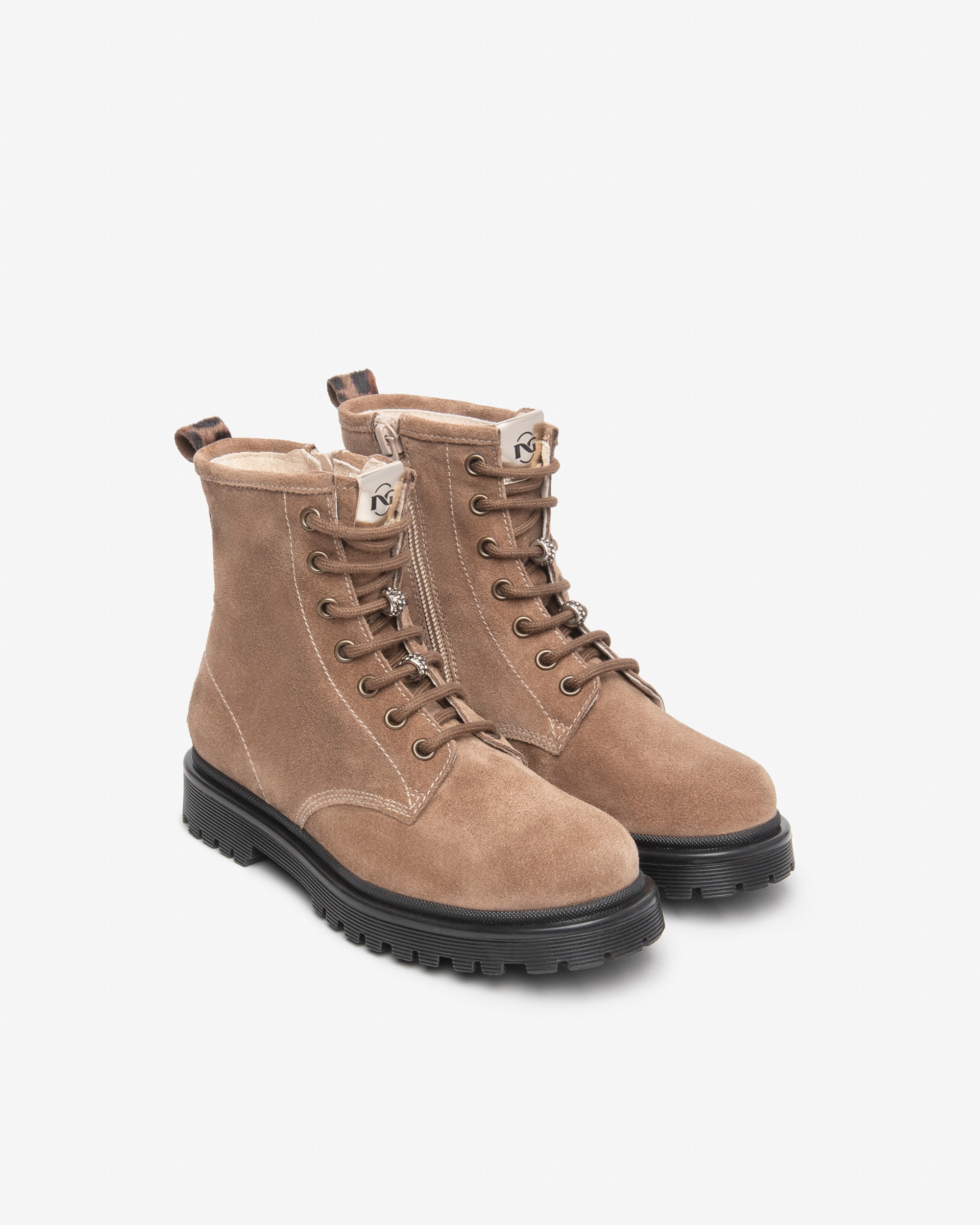 Nerogiardini Bottines Teen Fille Cuir Velours Combat