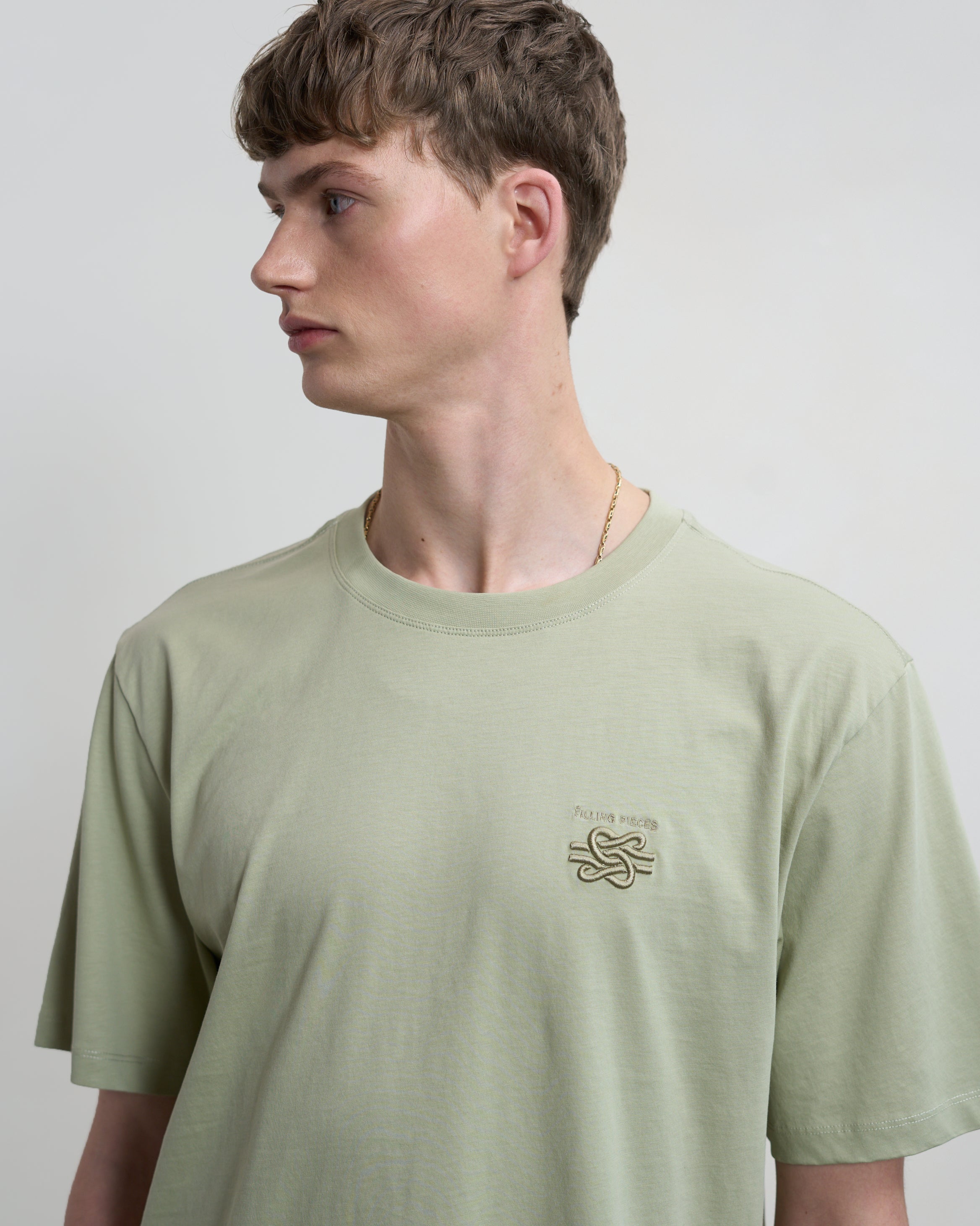 Filling Pieces T-shirt Embroidered Knot Tea coton
