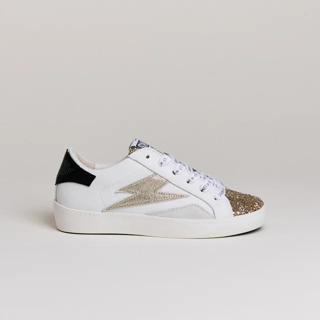 SMR Larry D589 Baskets Blanc Or Semelle Épaisse