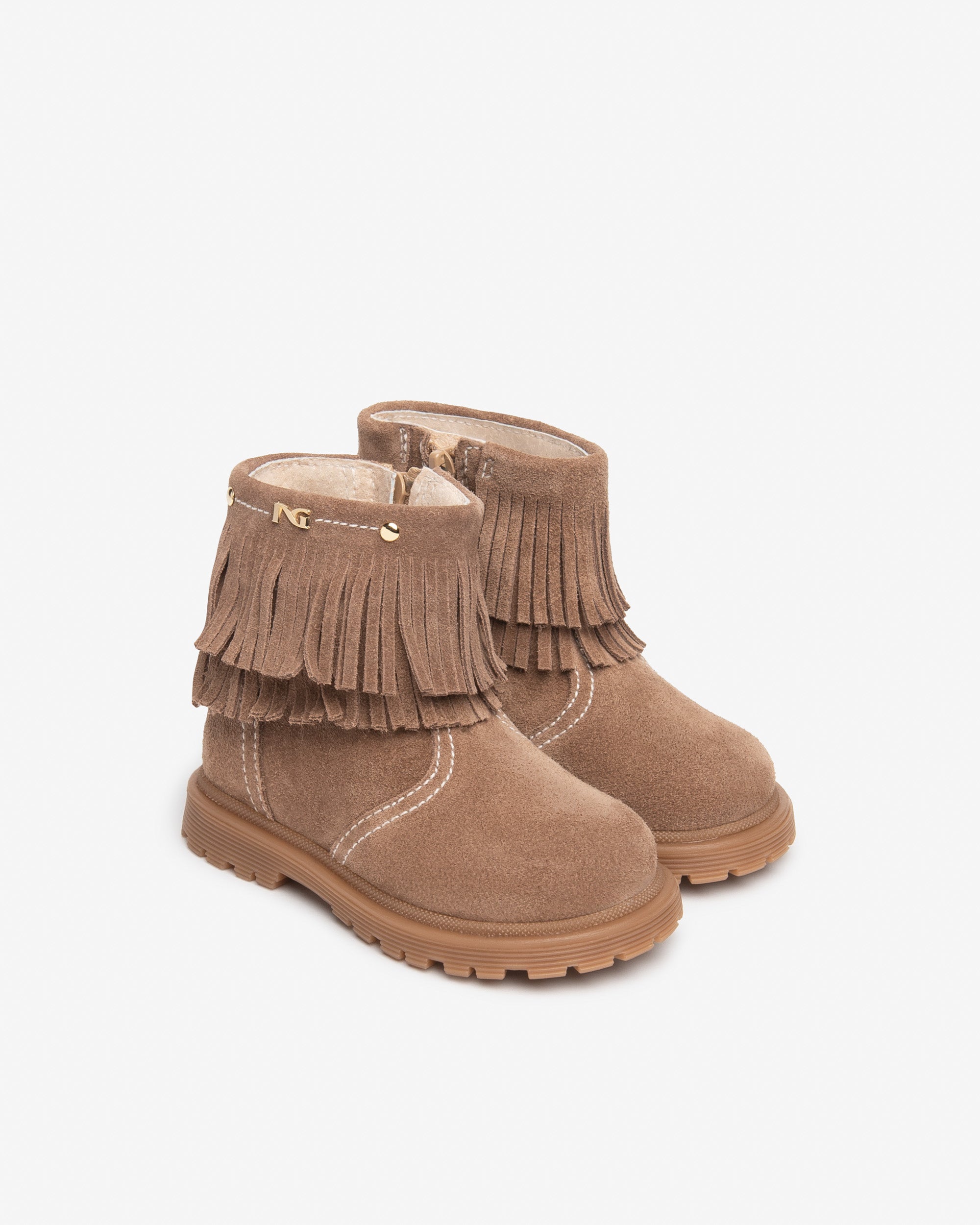 NeroGiardini Bottines Junior Fille Cuir Velours Franges