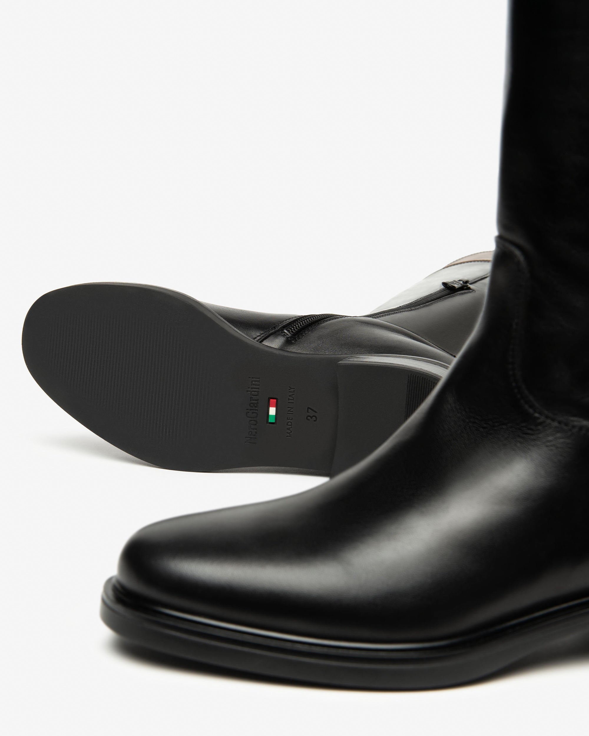NeroGiardini Bottes Femme en Cuir Bottes Zip Talon 30 mm